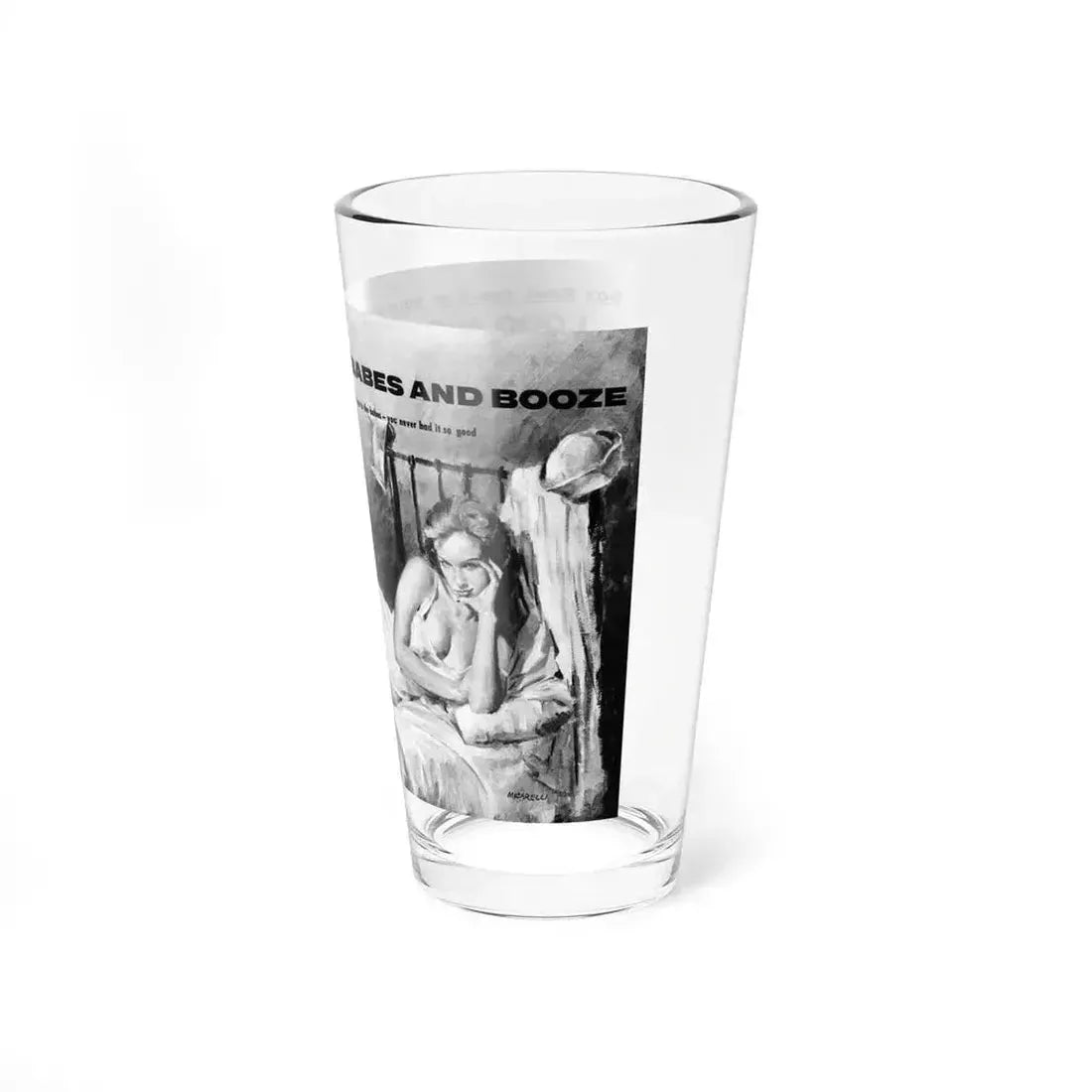 1,000 Nights of Babes and Booze, True War, July 1958 (Magazine Illustration) Pint Glass 16oz - Go Mug Yourself