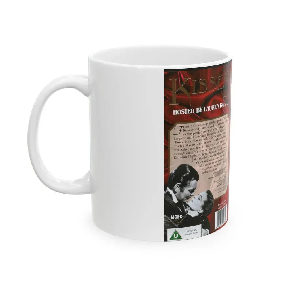 100 YEARS OF THE MOVIES MOST PASSIONATE KISSES HOSTED BY LAUREN BACALL (VHS COVER) - White Coffee Mug - Go Mug Yourself