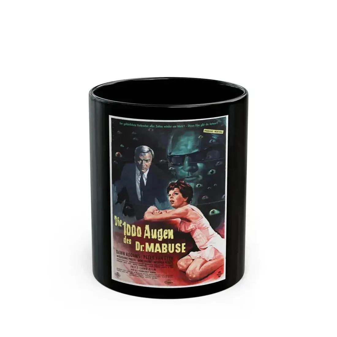 1000 EYES OF DR.MABUSE 1960 Movie Poster - Black Coffee Mug 11oz - Go Mug Yourself