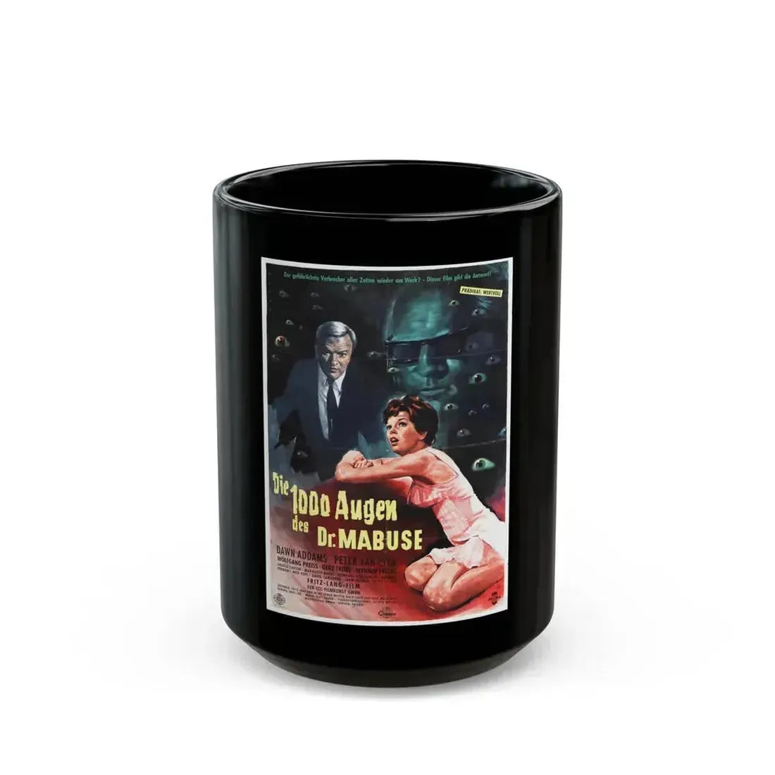 1000 EYES OF DR.MABUSE 1960 Movie Poster - Black Coffee Mug 15oz - Go Mug Yourself