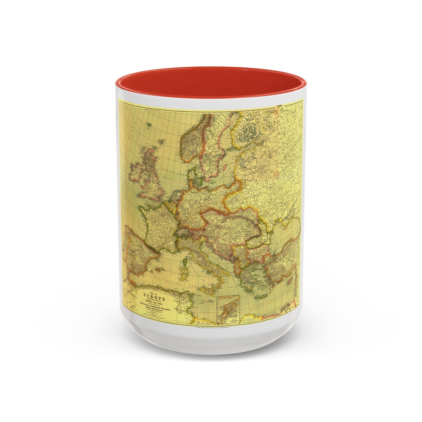 Europe and Africa and Asia (1915) (Map) Accent Coffee Mug