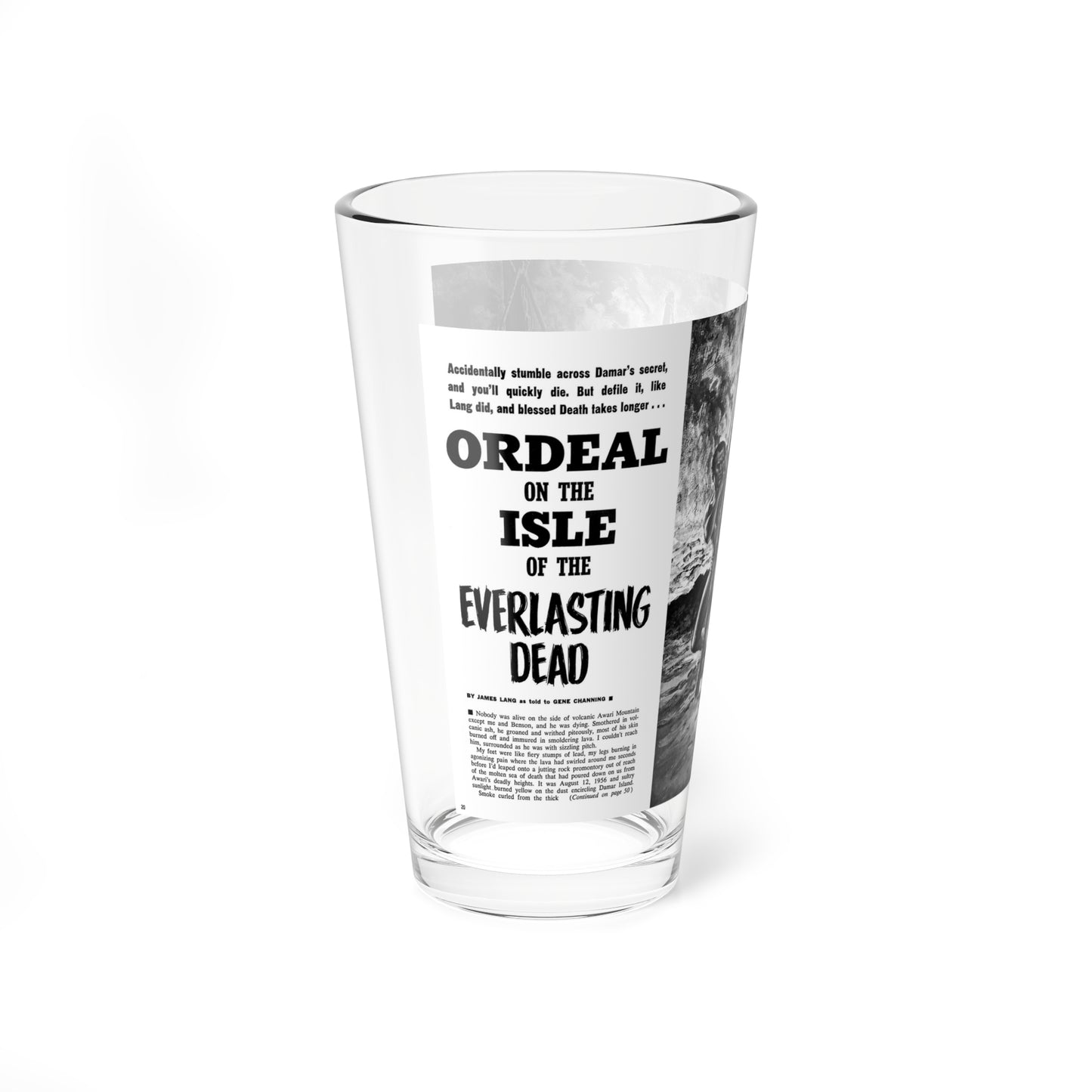 Ordeal on the Isle of the Everlasting Dead, Man's Life, July 1962 (Magazine Illustration) Pint Glass 16oz