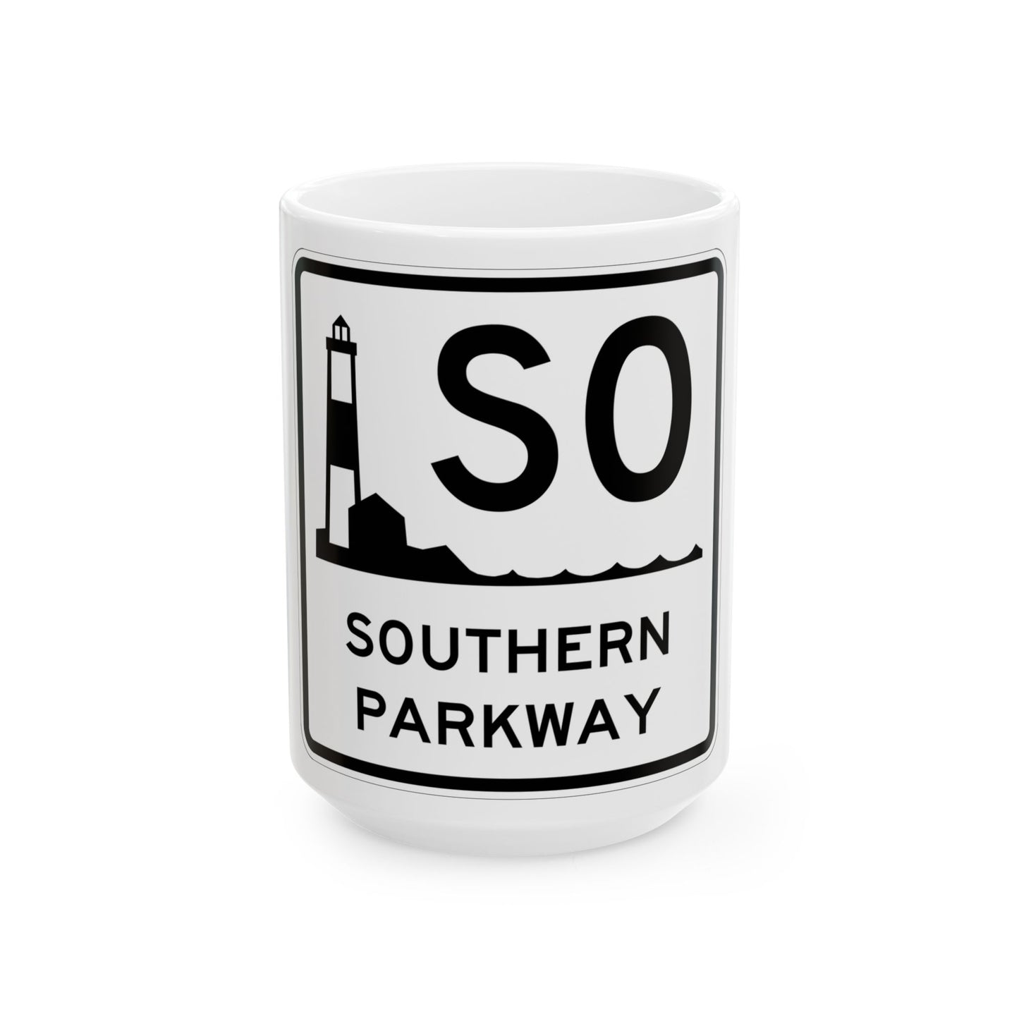 Southern Pkwy Shield (New York) (Road Sign) White Coffee Mug