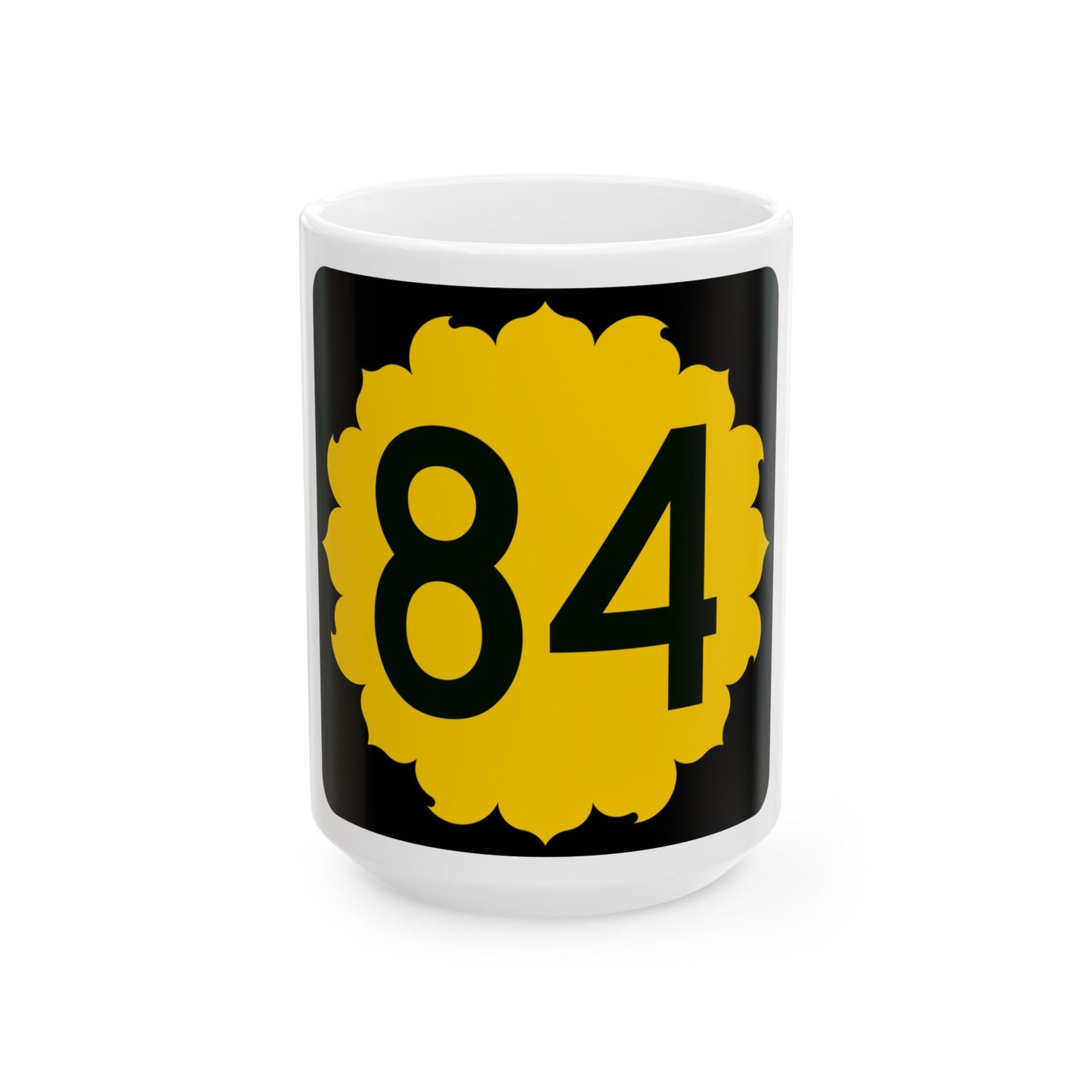 K-84 (Kansas) (Road Sign) White Coffee Mug