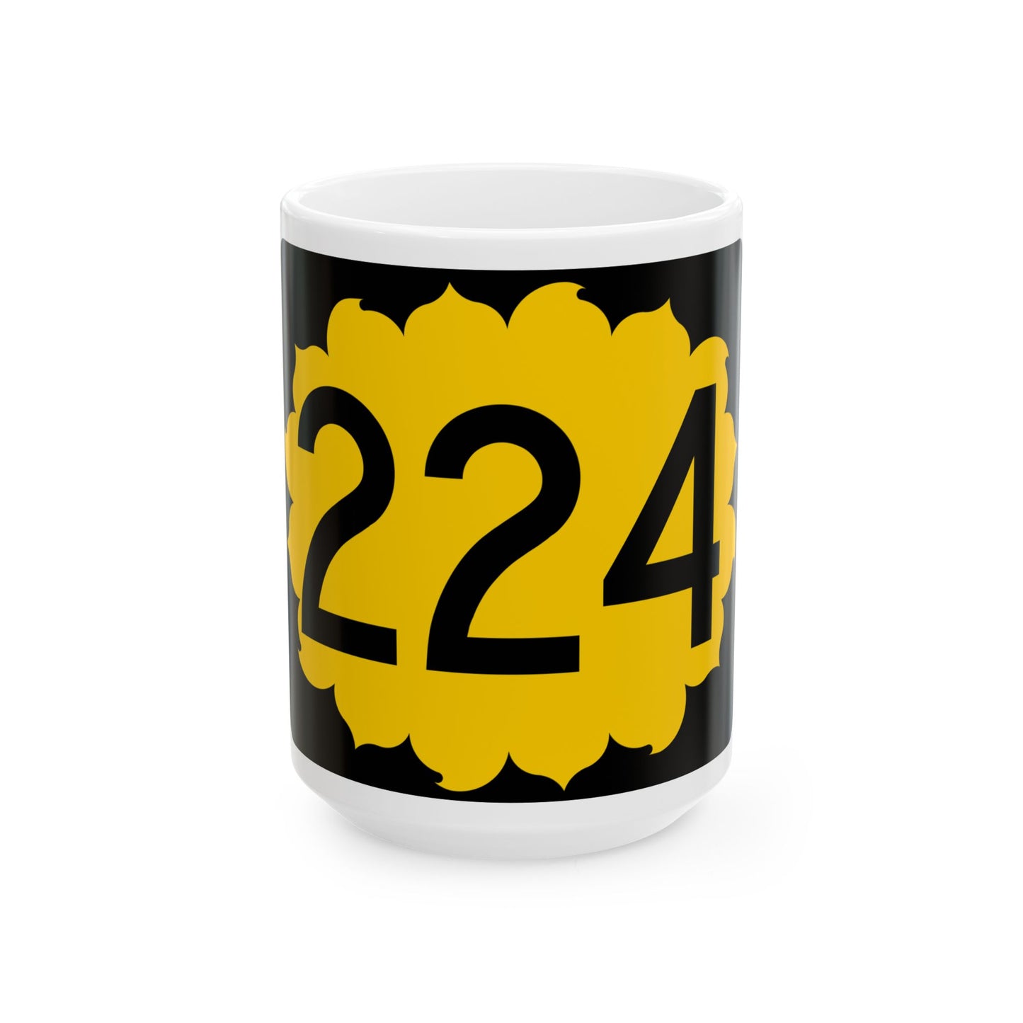 K-224 (Kansas) (Road Sign) White Coffee Mug