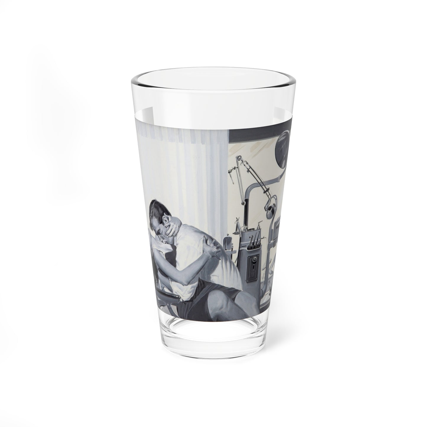 Love at the Dentist's Office, Men's Magazine Illustration - Pint Glass 16oz