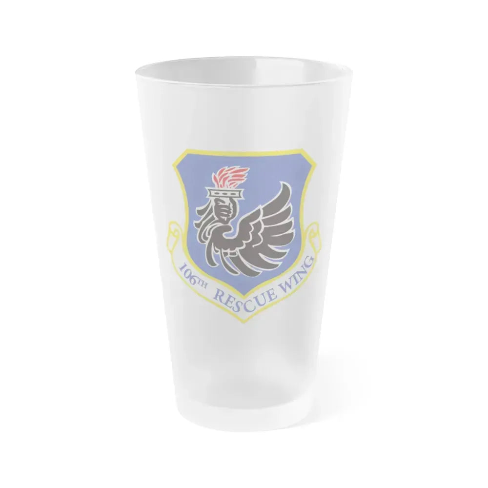 106th Rescue Wing logo 2 (U.S. Air Force) Frosted Pint Glass 16oz 16oz Frosted - Go Mug Yourself