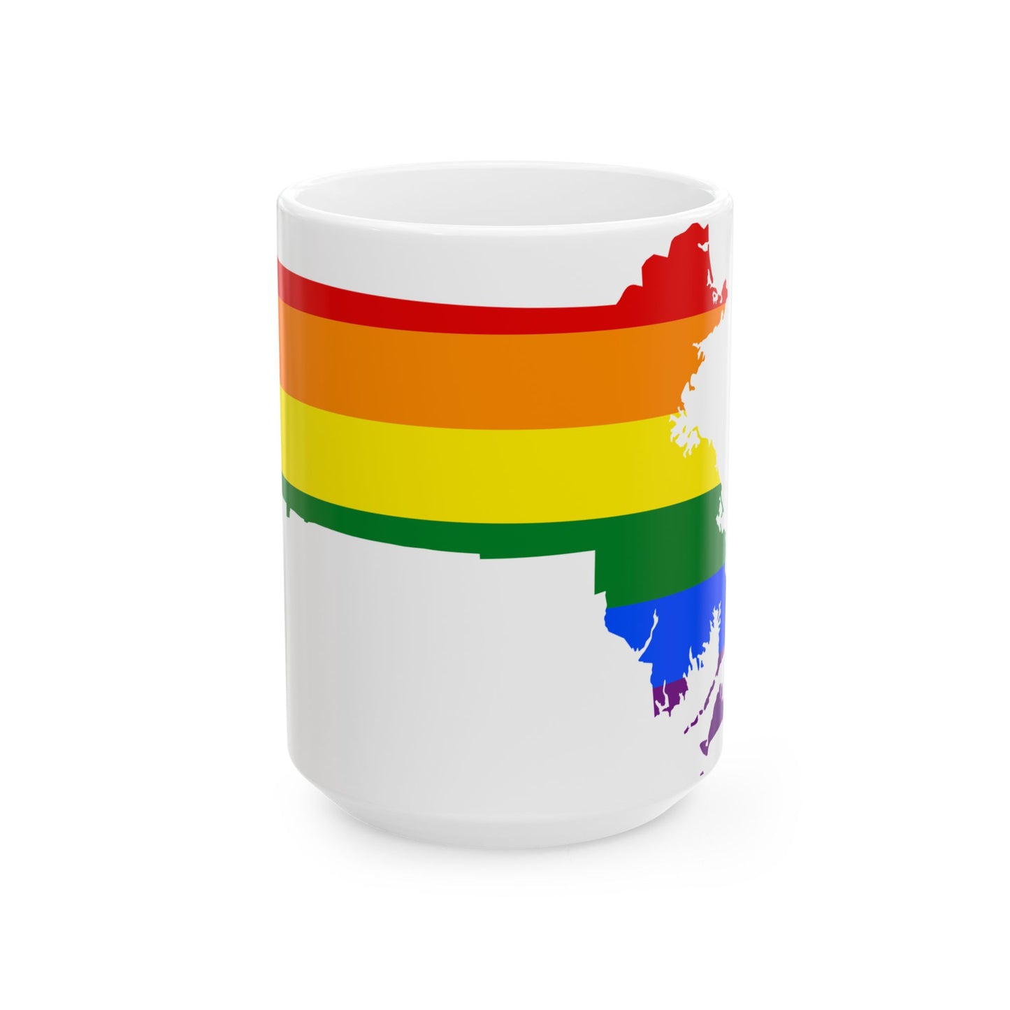 LGBT flag map of Massachusetts (United States) White Coffee Mug