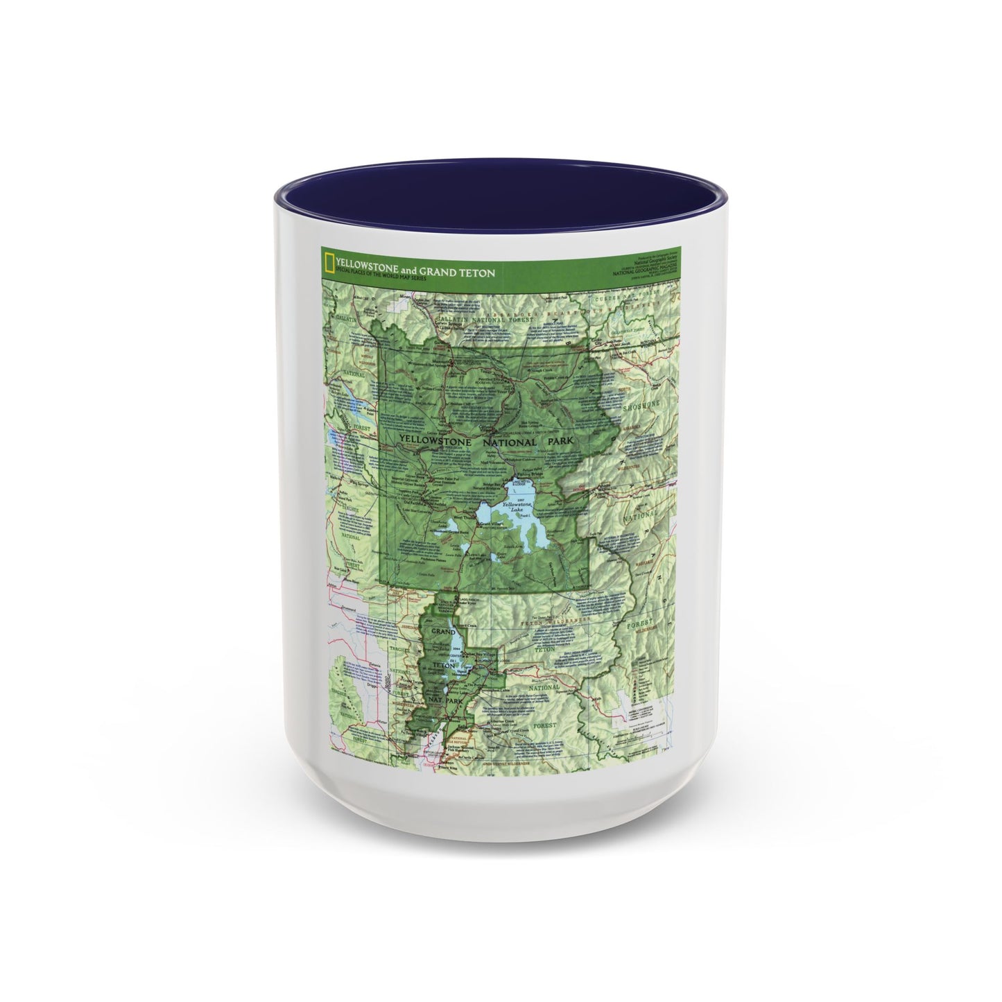 USA - Yellowstone and Grand Teton 1 1989) (Map) Accent Coffee Mug