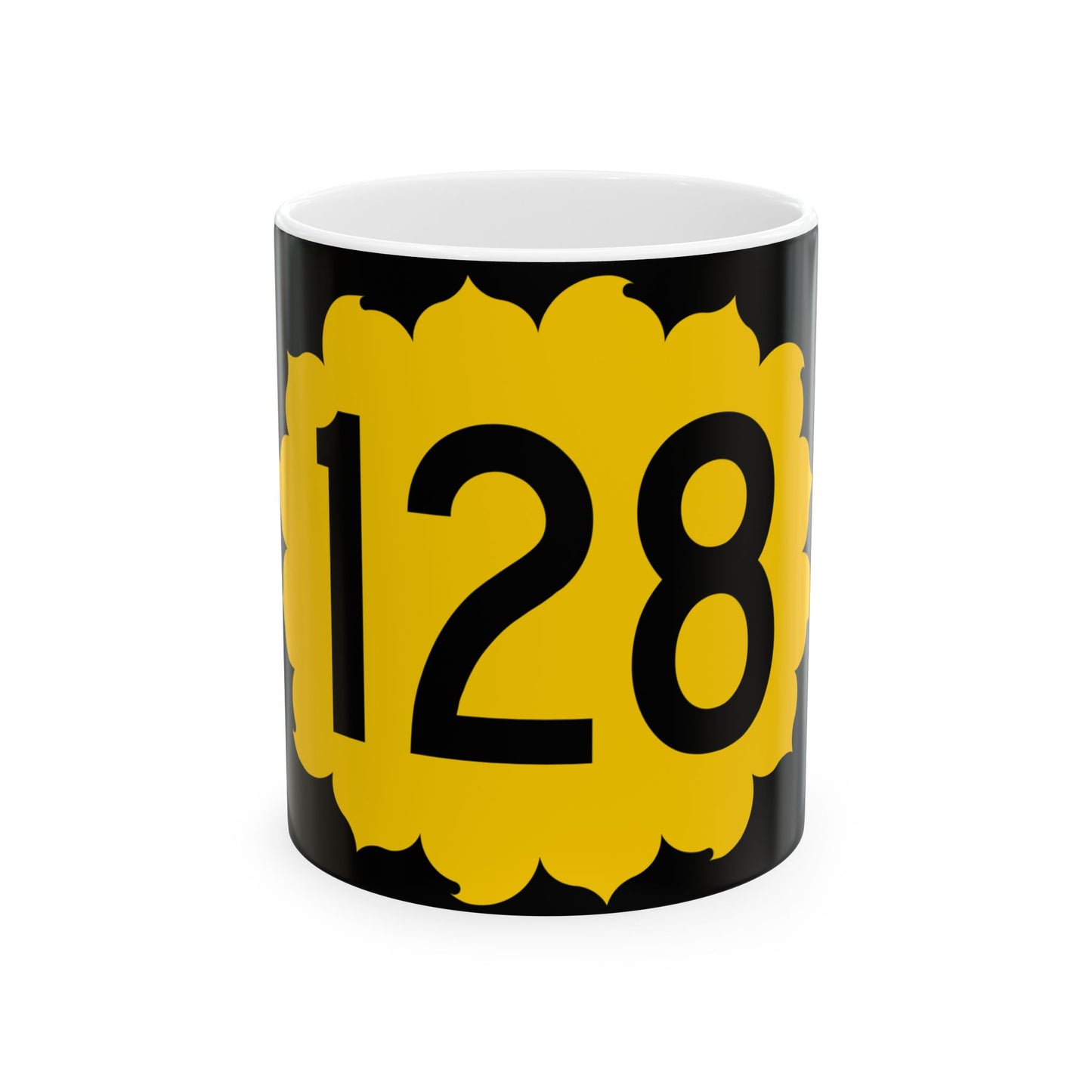K-128 (Kansas) (Road Sign) White Coffee Mug