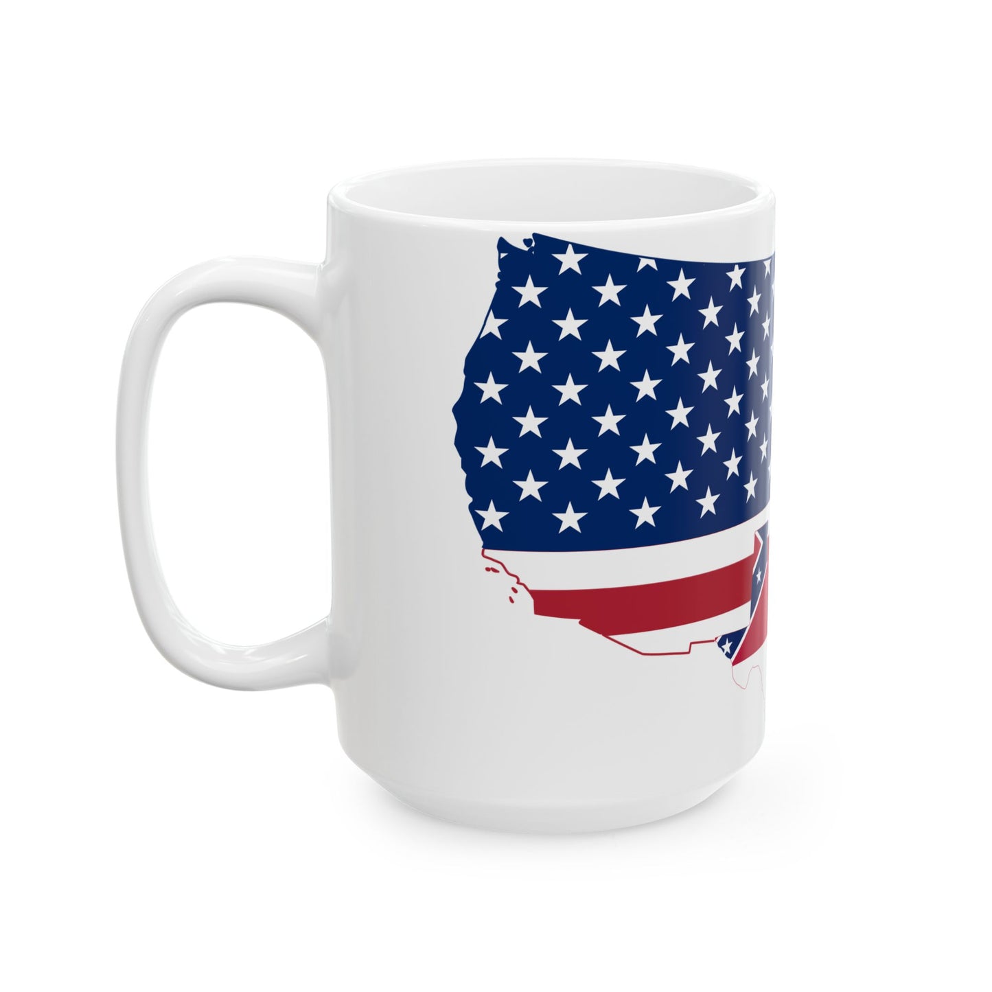 Flag-map of the United and Confederate States (United States) White Coffee Mug