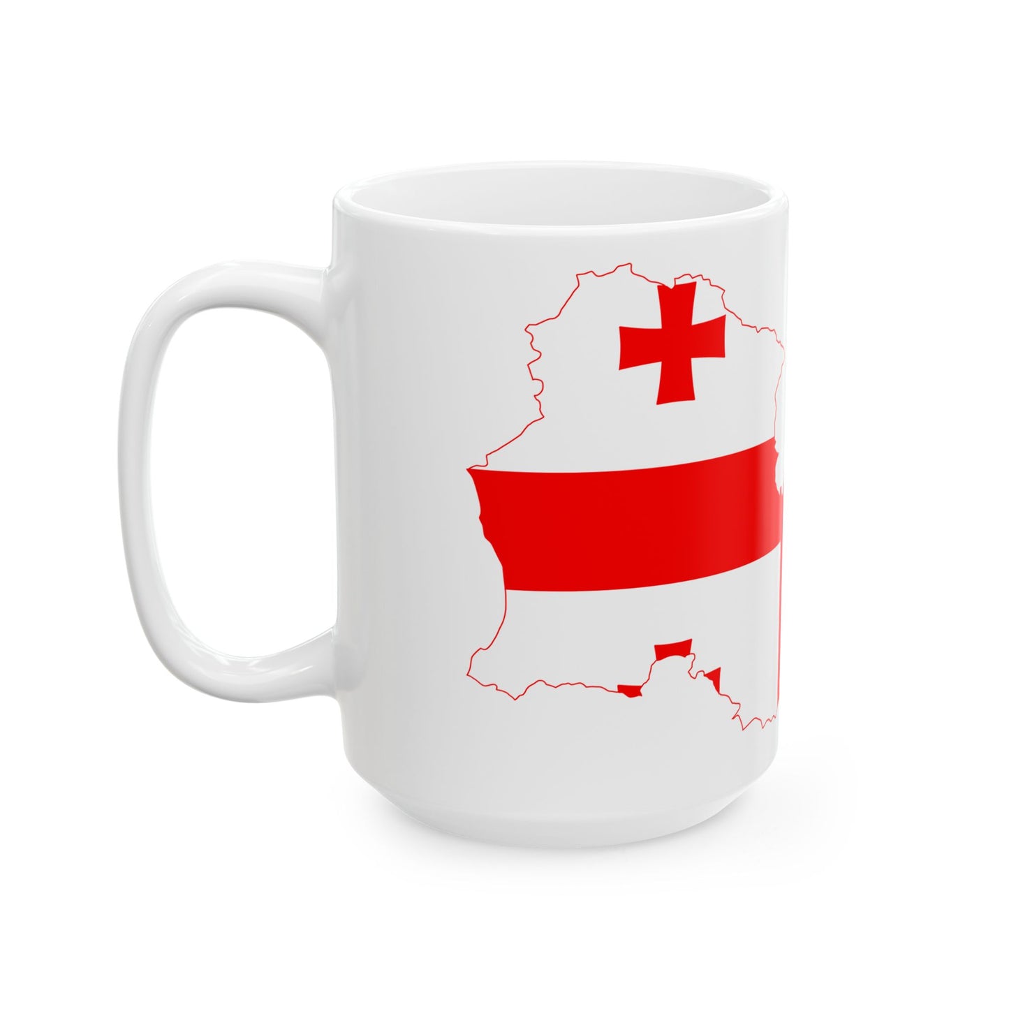 Flag map of Georgia without Russian-occupied territories (Georgia) White Coffee Mug