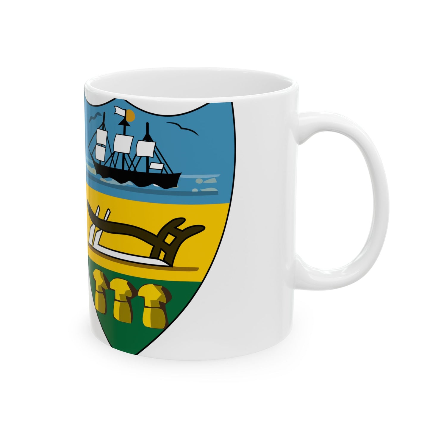 Keystone Flag vertical comparison with Pennsylvania Escutcheon (United States) White Coffee Mug