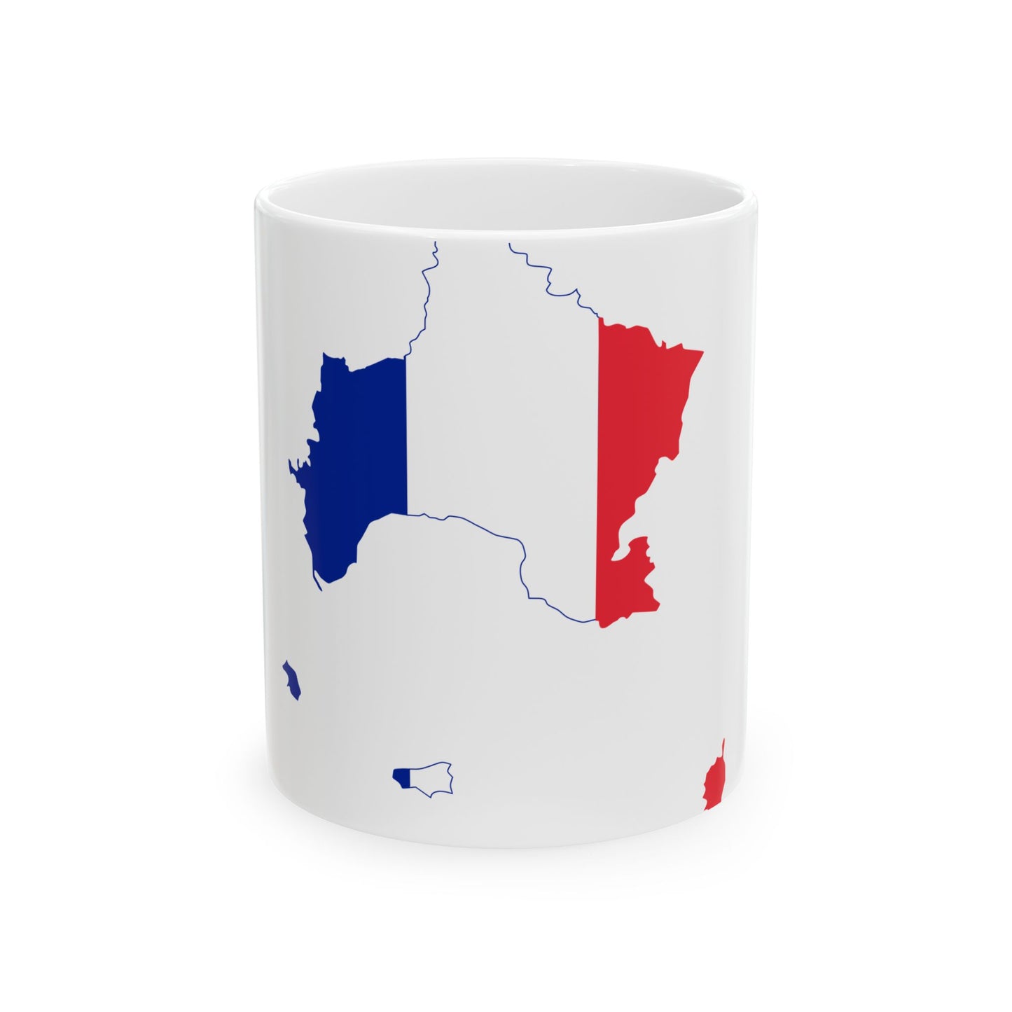 Flag-map of France without Britanny Normandie and Occitania (France) White Coffee Mug