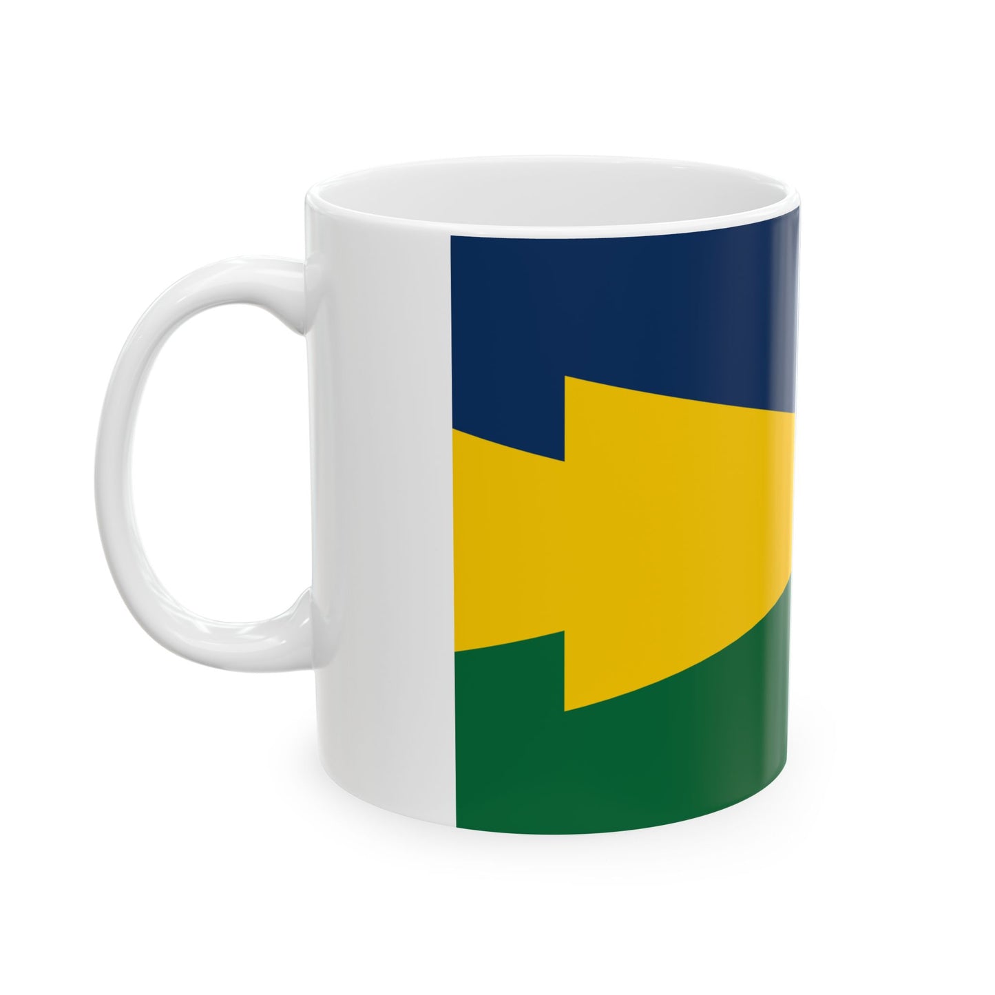 Keystone Flag vertical comparison with Pennsylvania Escutcheon (United States) White Coffee Mug