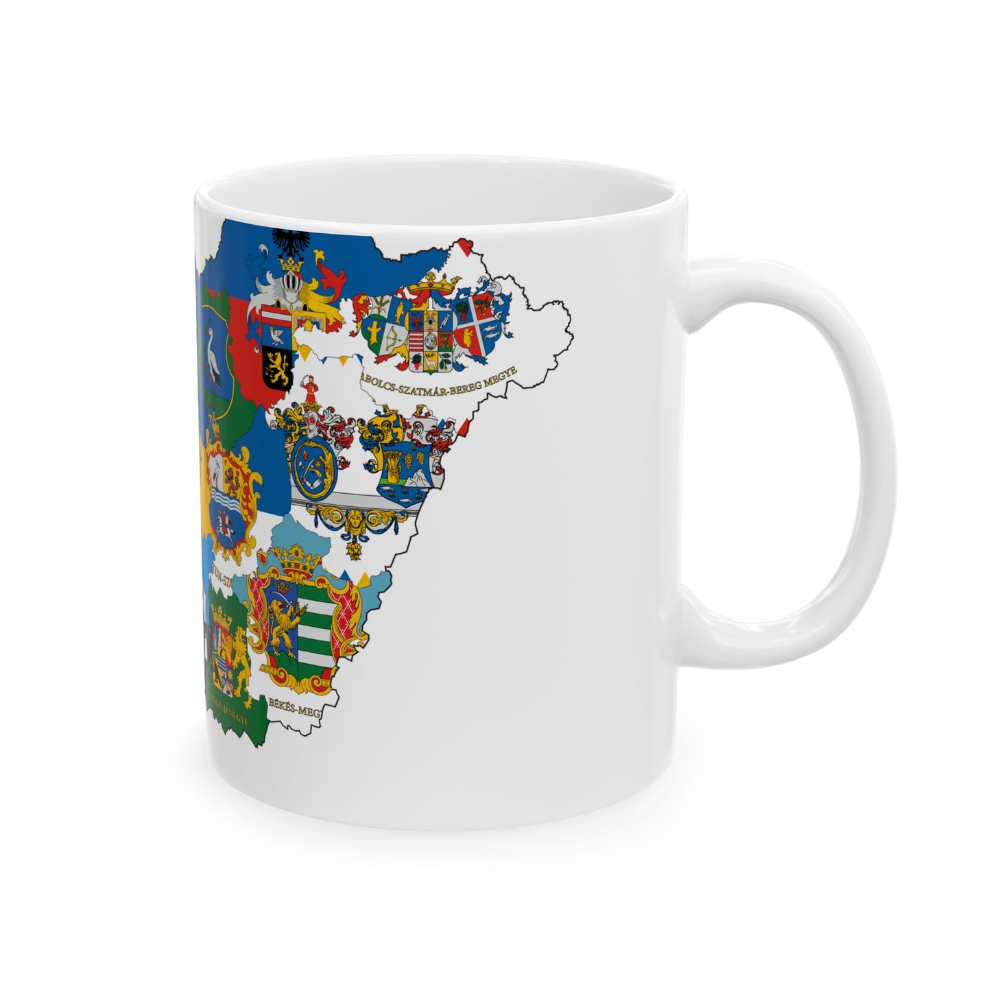 Flag-map of Hungary subdivisions (Hungary) White Coffee Mug