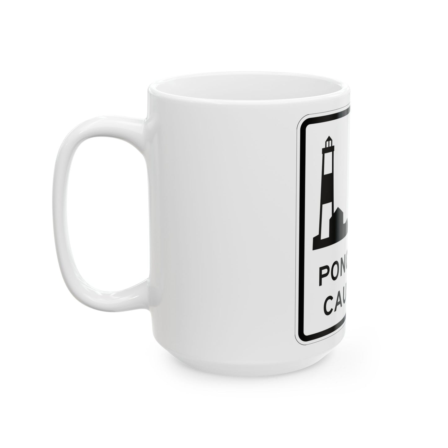 Ponquogue Cswy Shield (New York) (Road Sign) White Coffee Mug