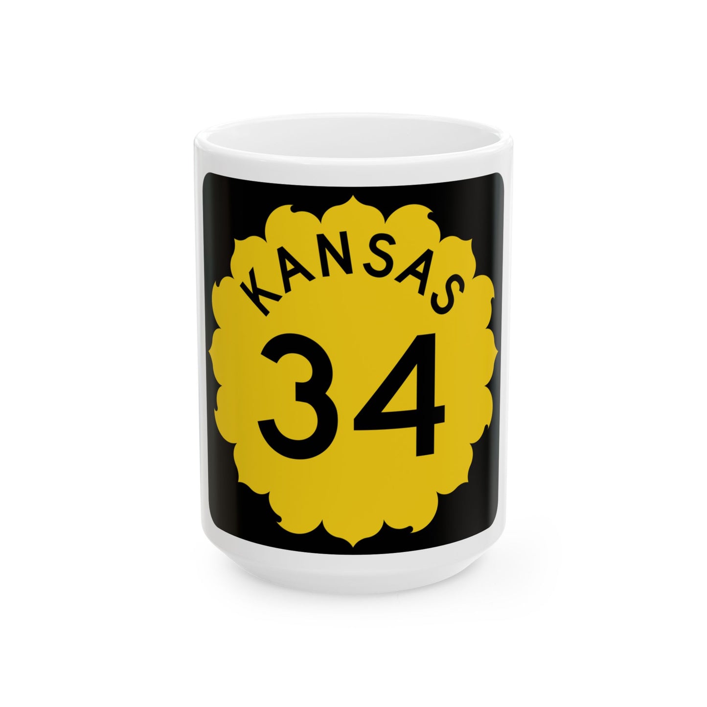 K-34 1962 (Kansas) (Road Sign) White Coffee Mug