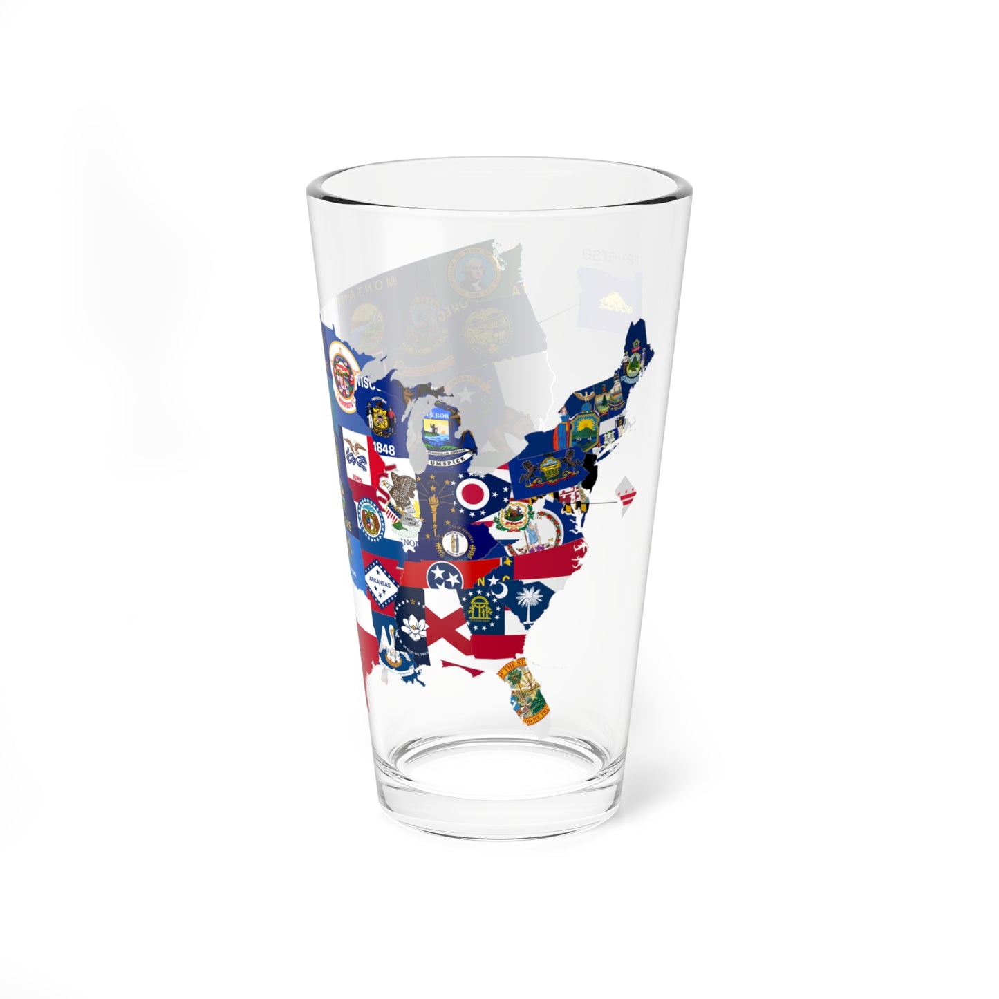 Flag-map of the US states and Washington D.C (United States) Pint Glass 16oz