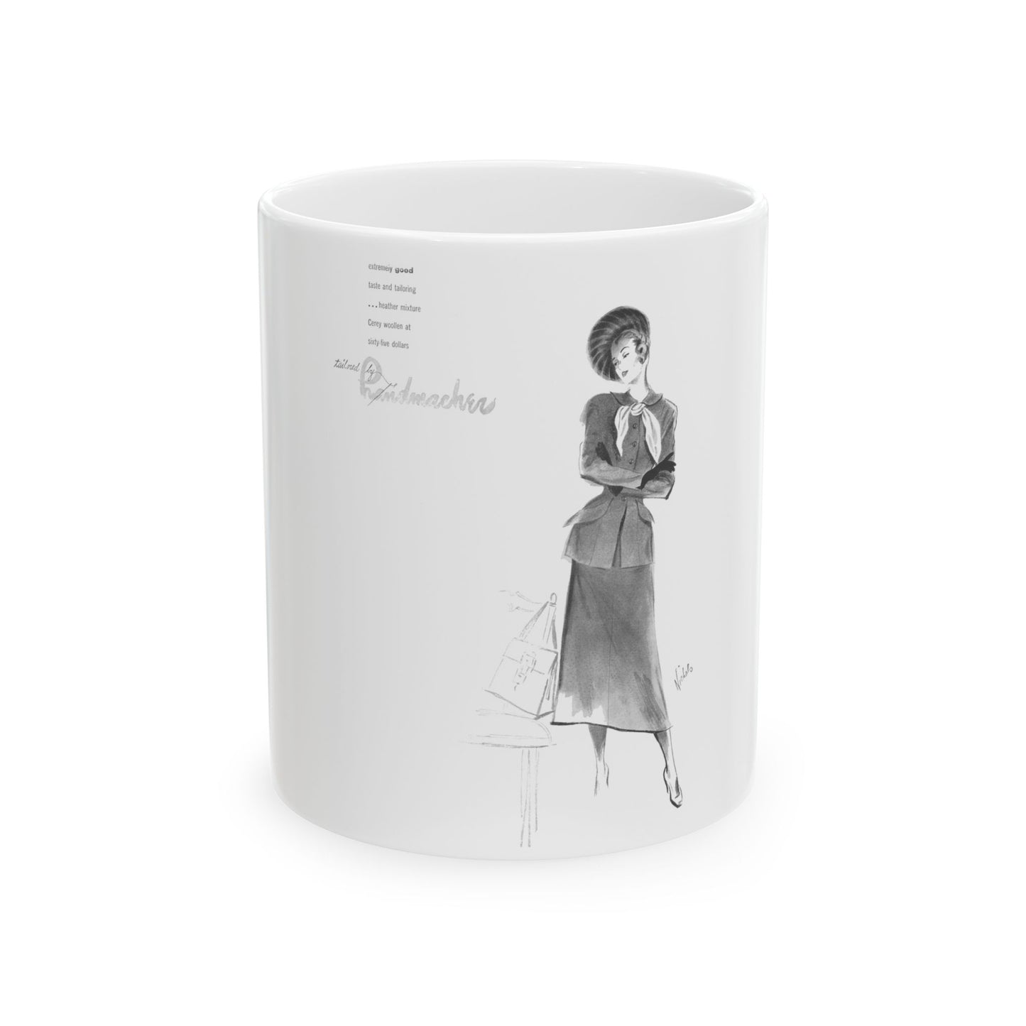Handmachers fashion illustration (1), 1948 - White Coffee Mug
