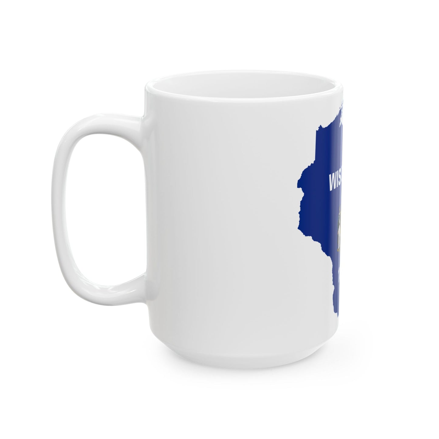 Flag map of Wisconsin (United States) White Coffee Mug