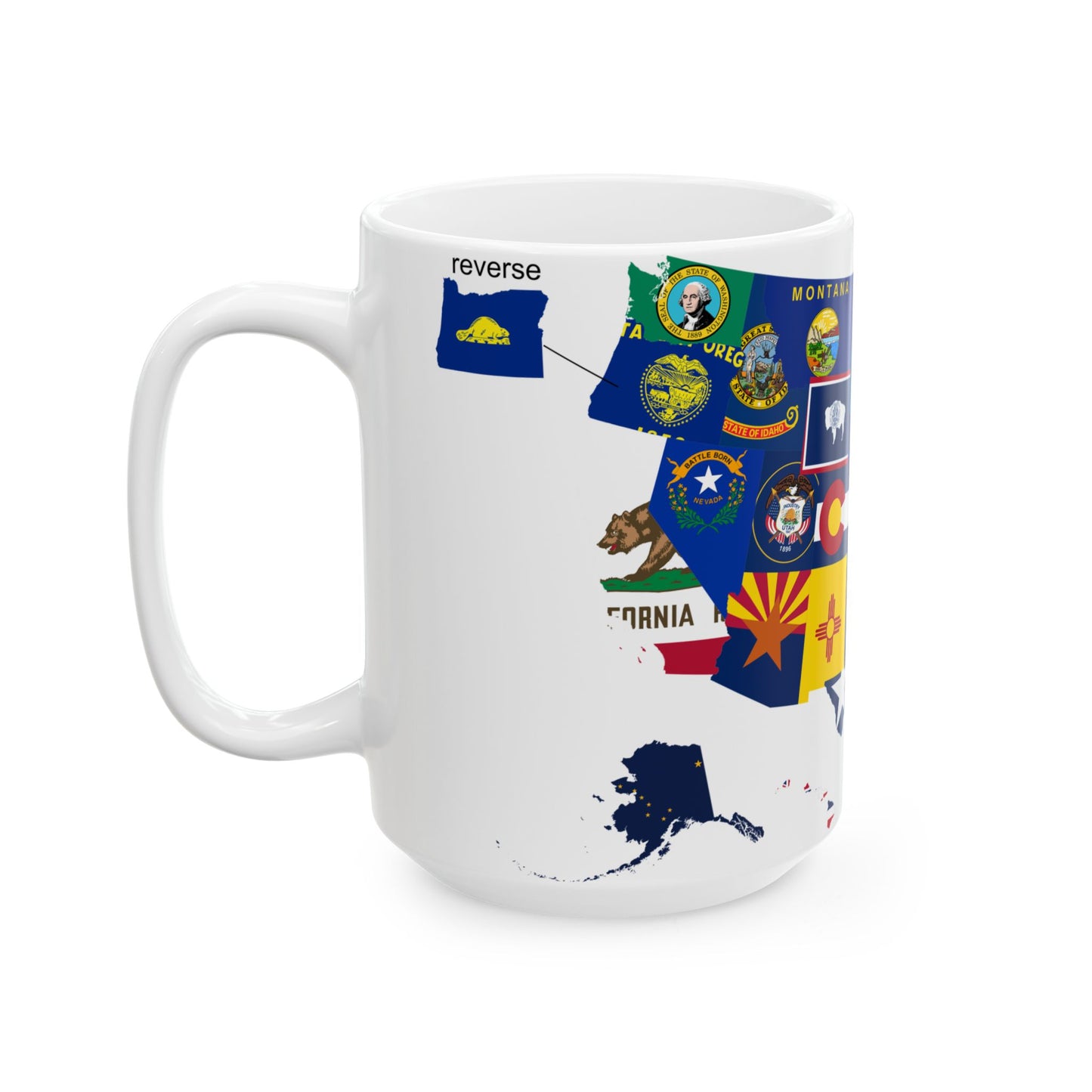 Flag-map of the US states and Washington D.C (United States) White Coffee Mug