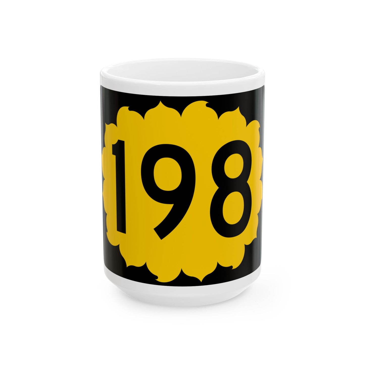 K-198 (Kansas) (Road Sign) White Coffee Mug