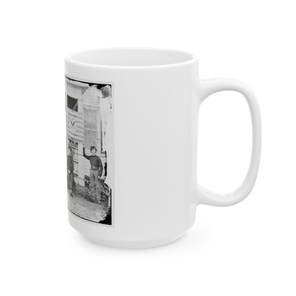 Stevensburg, Va. Gen. Judson Kilpatrick, 3d Division, Cavalry Corps, With Ladies And Staff Members On The Porch Of Headquarters (U.S. Civil War) White Coffee Mug
