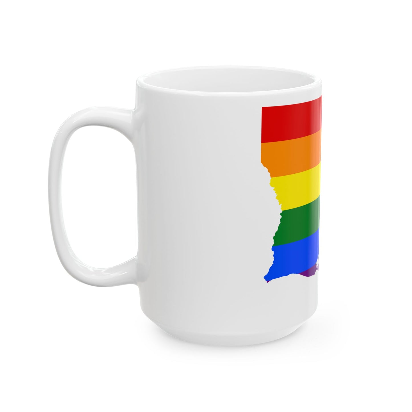 LGBT flag map of Louisiana (United States) White Coffee Mug