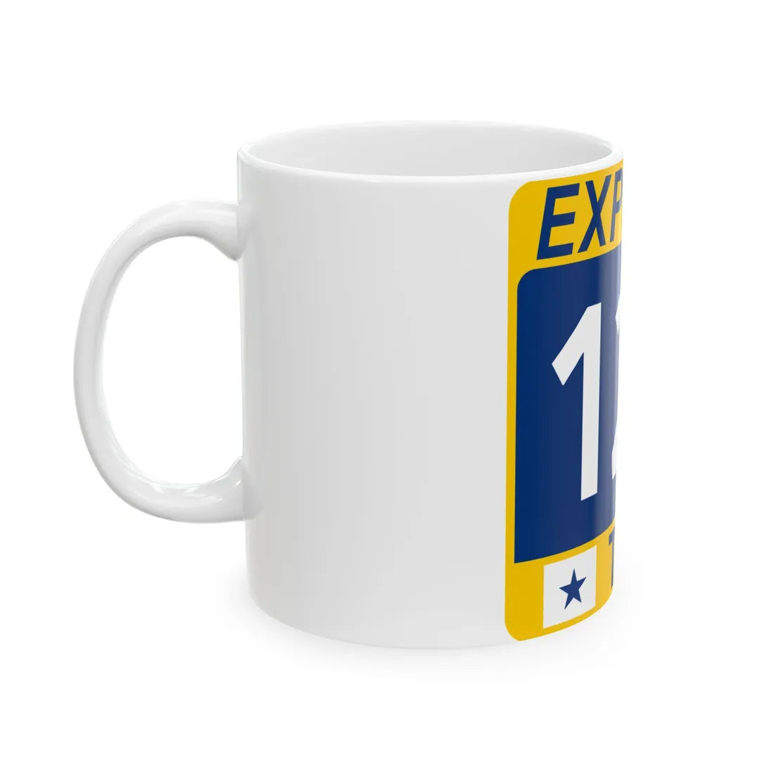 121 Express Lane free (Texas) (Road Sign) White Coffee Mug - Go Mug Yourself