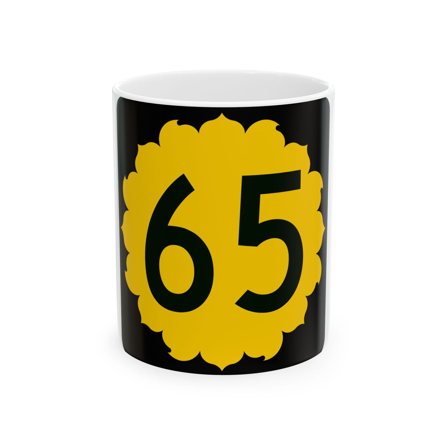K-65 (Kansas) (Road Sign) White Coffee Mug