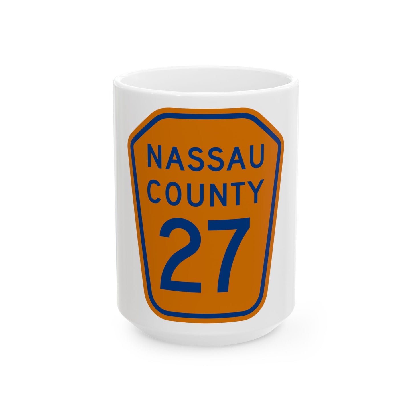 Nassau County 27 NY (New York) (Road Sign) White Coffee Mug