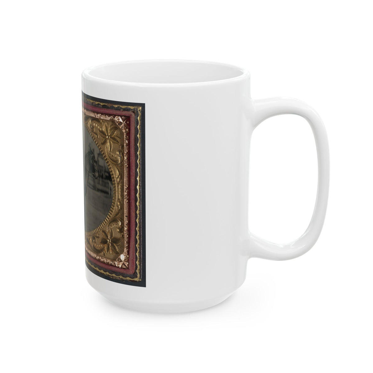 Unidentified Soldier In Union Sergeant's Uniform With Sword Seated On A Horse (U.S. Civil War) White Coffee Mug