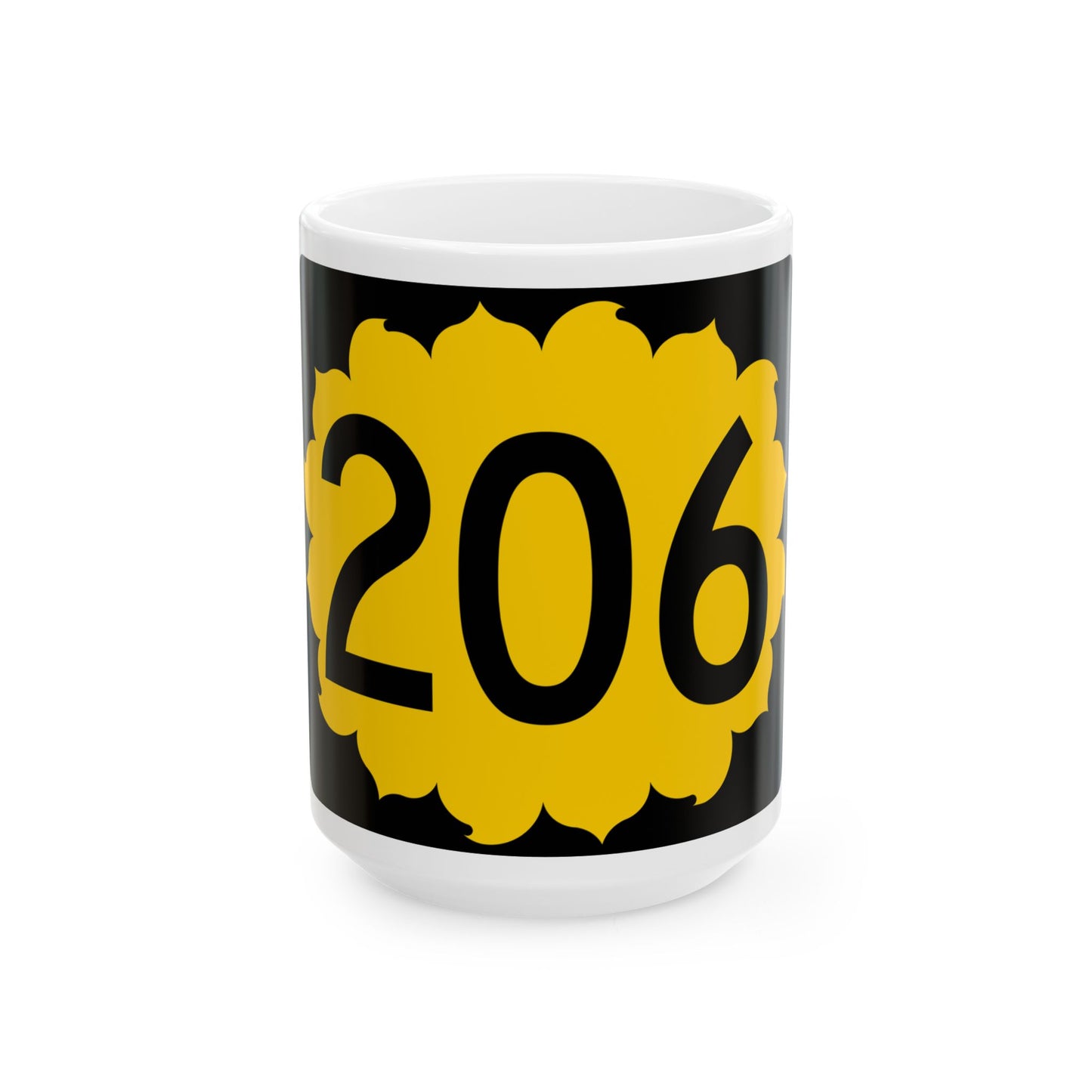 K-206 (Kansas) (Road Sign) White Coffee Mug