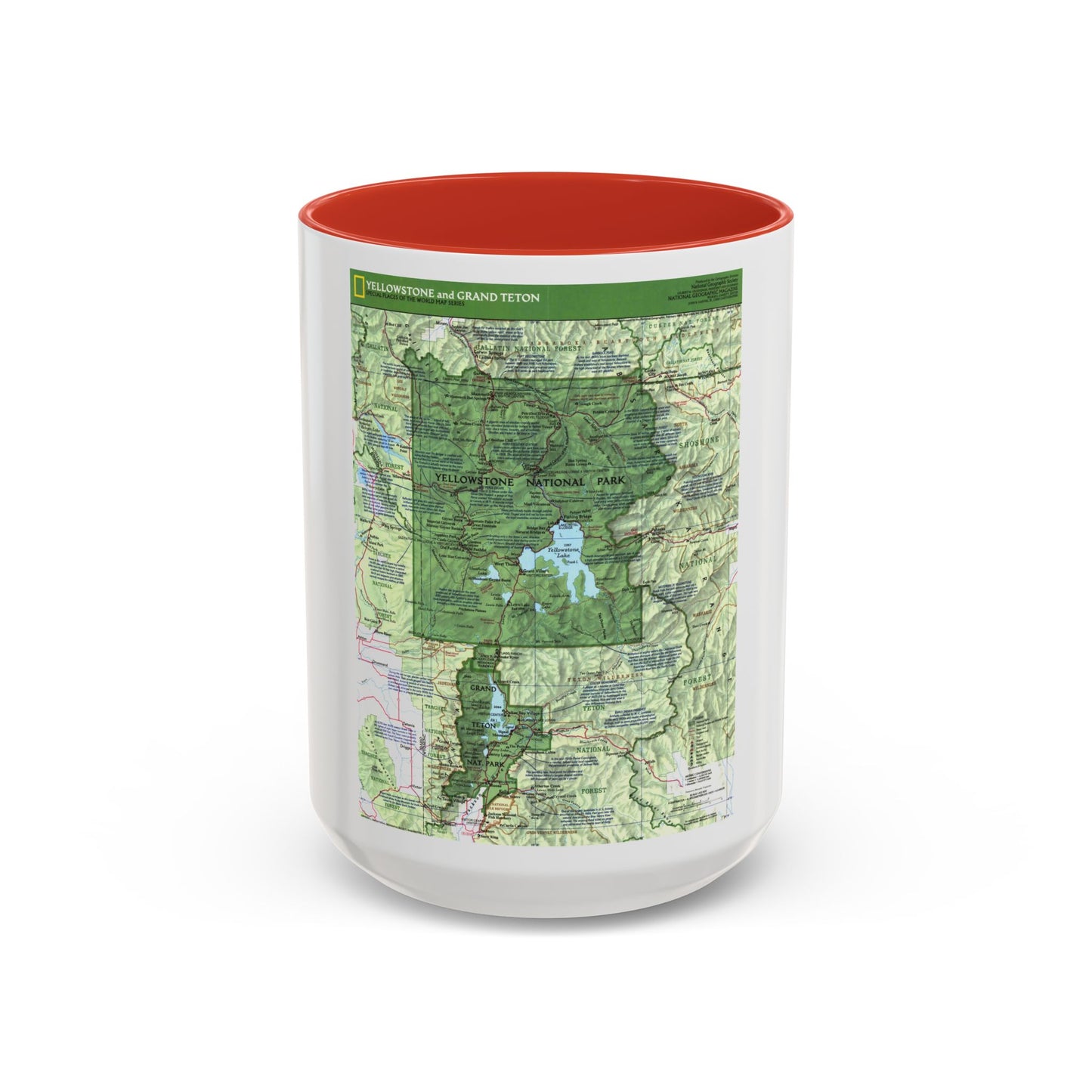 USA - Yellowstone and Grand Teton 1 1989) (Map) Accent Coffee Mug
