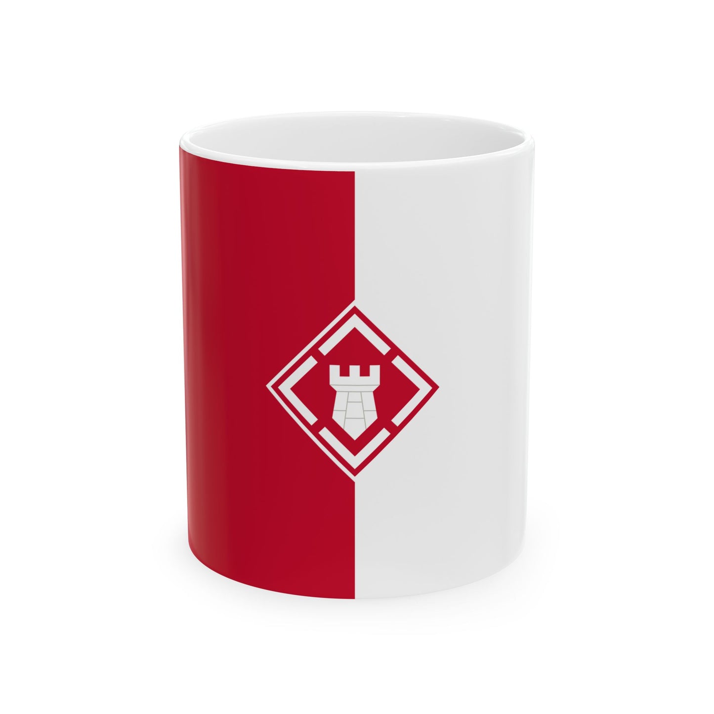 Flag of the U.S. Army 20th Engineer Brigade (United States) White Coffee Mug
