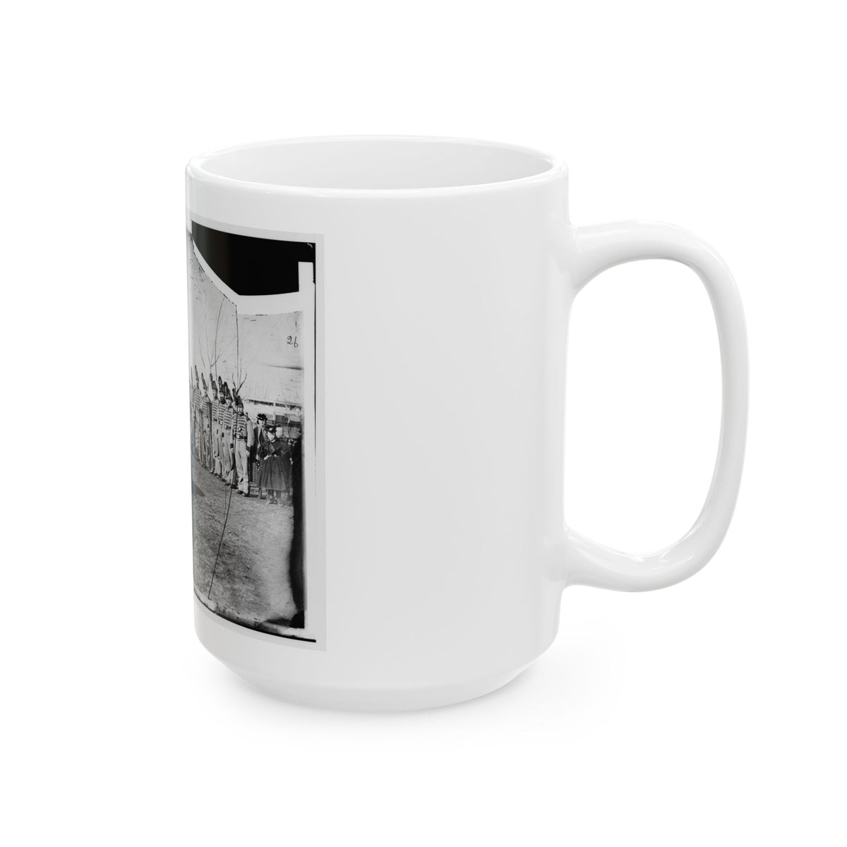 Washington, D.C. Band Of 9th Veteran Reserve Corps, In Shakoes And Frogged Jackets, At Washington Circle (U.S. Civil War) White Coffee Mug