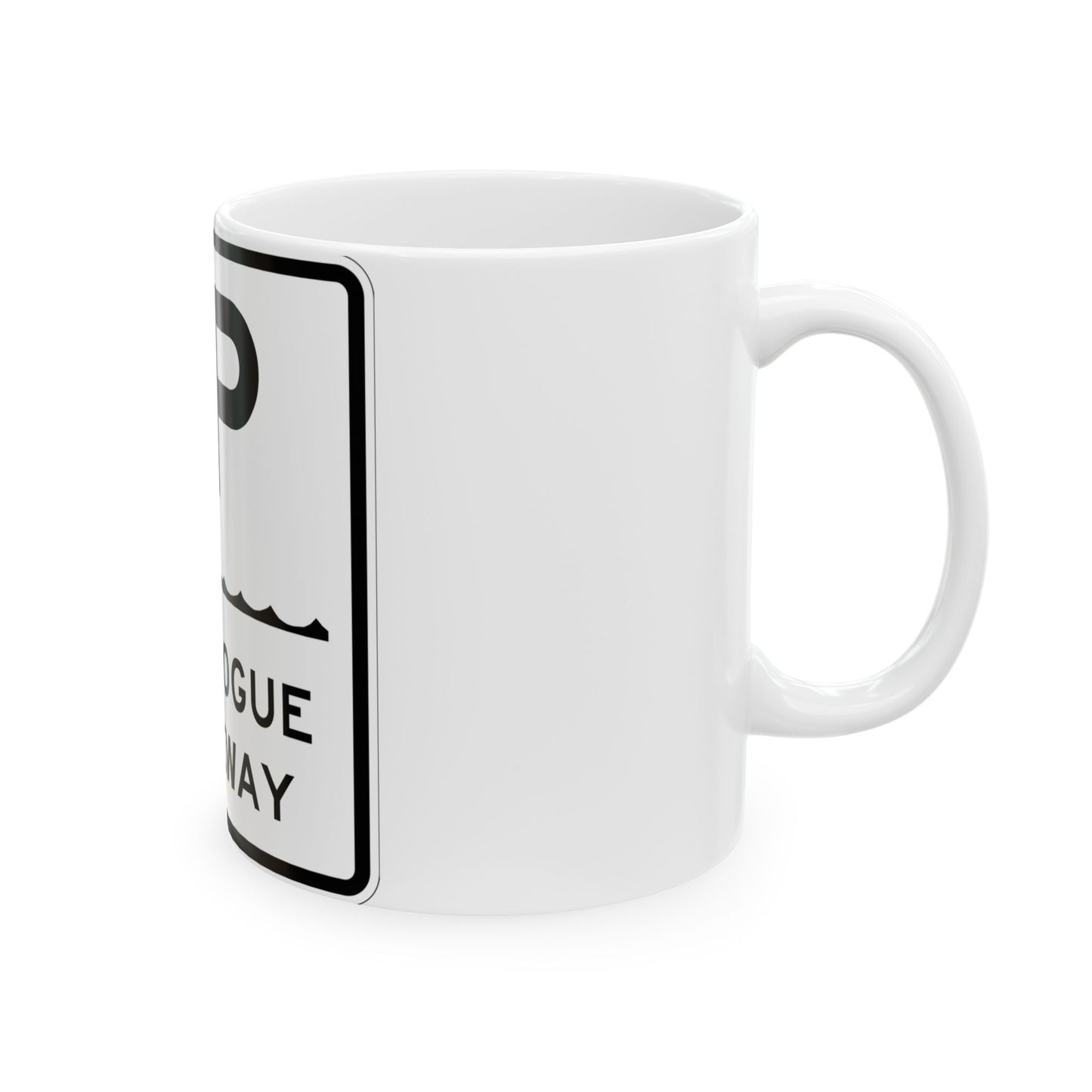 Ponquogue Cswy Shield (New York) (Road Sign) White Coffee Mug