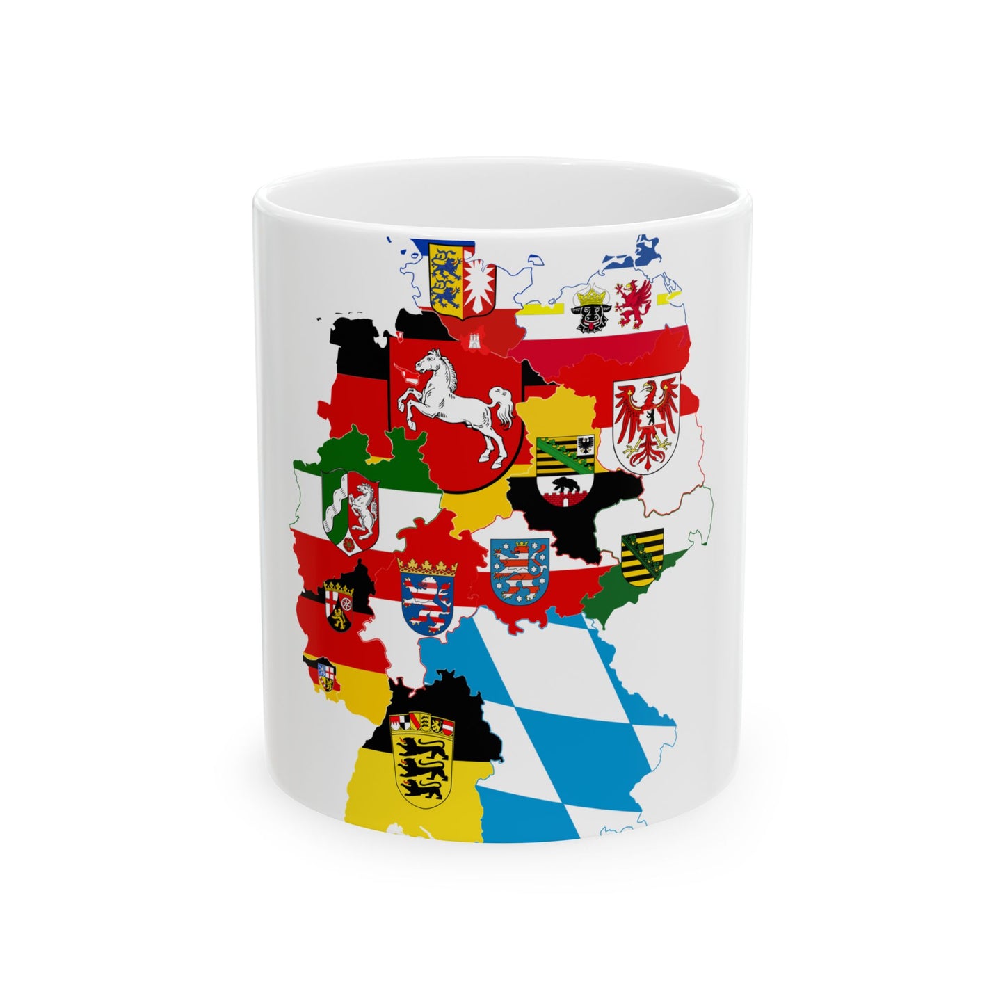 Flag-map of Germany subdivisions (Germany) White Coffee Mug