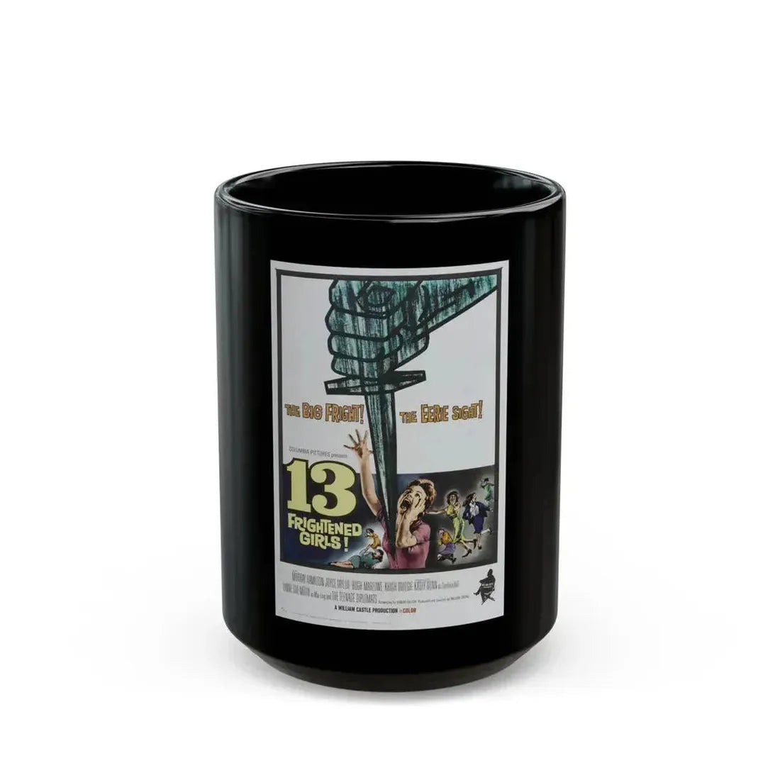 13 FRIGHTENED GIRLS 1963 Movie Poster - Black Coffee Mug 15oz - Go Mug Yourself