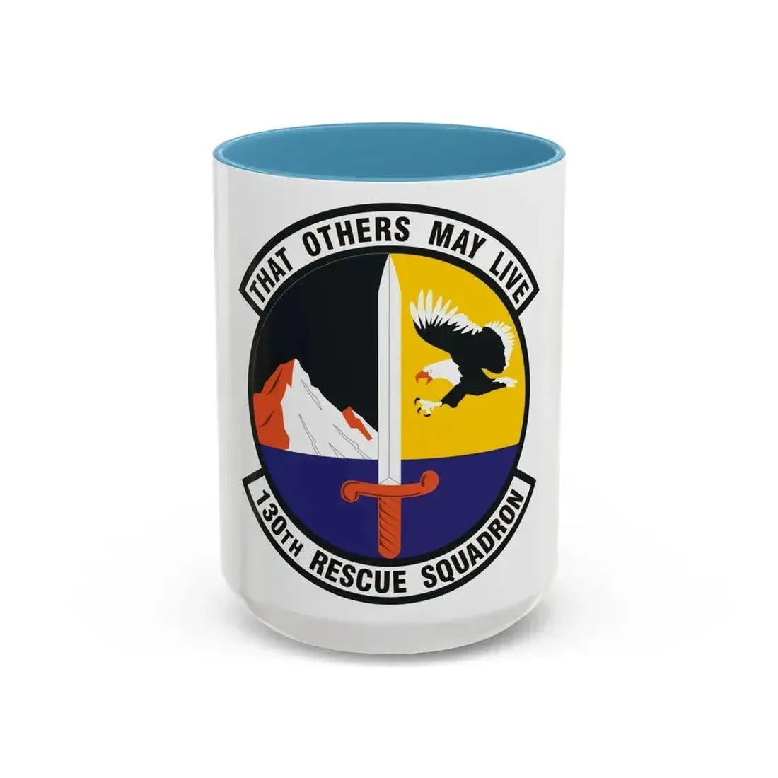 130th Rescue Squadron (U.S. Air Force) Accent Coffee Mug 15oz Light Blue - Go Mug Yourself