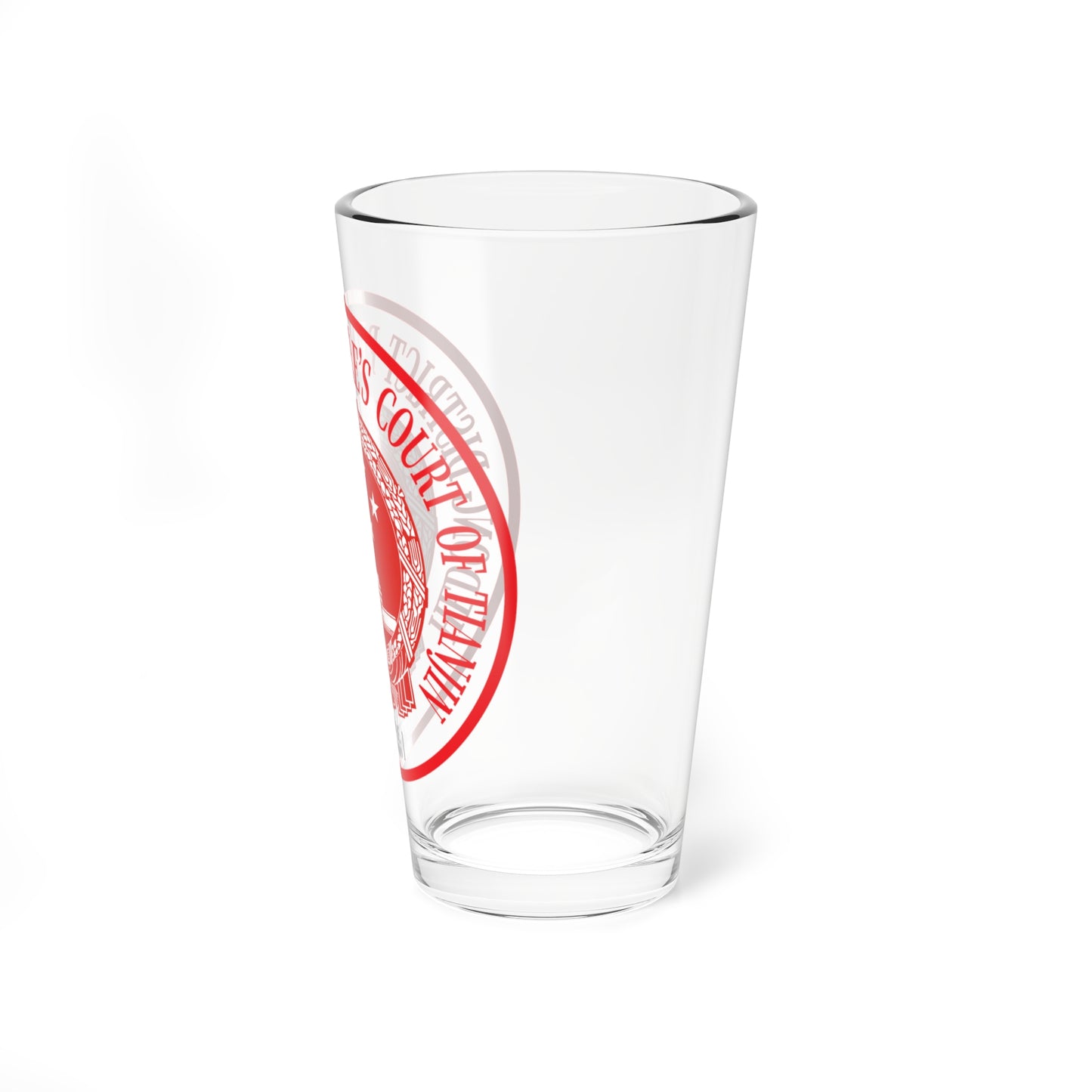 Translated Sample Seal of the Hedong District Peoples Court of Tianjin (China) (Coat of Arms) Pint Glass 16oz