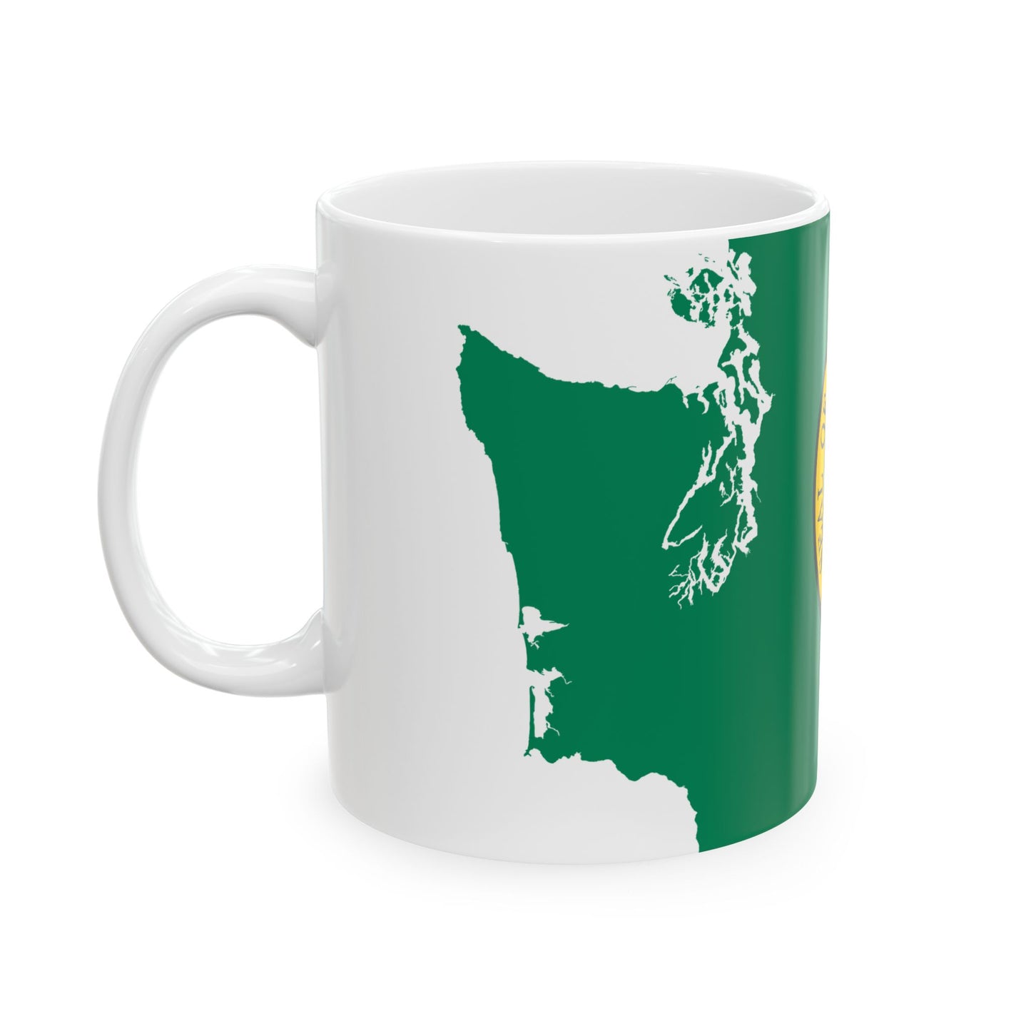 Flag map of Washington (United States) White Coffee Mug