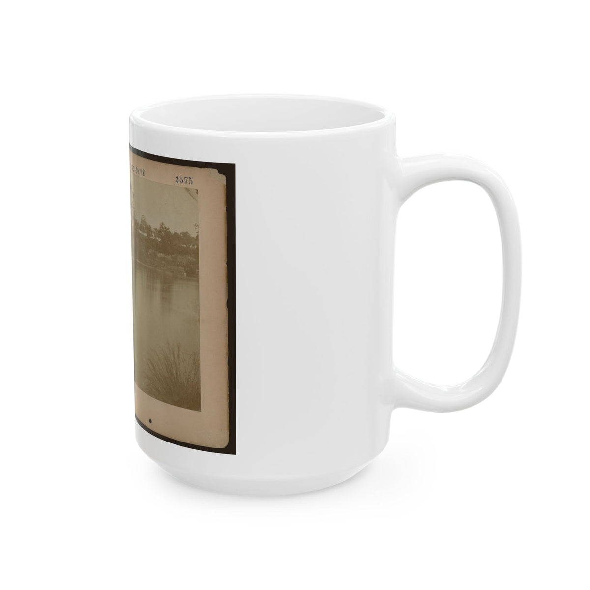 Military Construction In Northern Virginia Five Men In Three Blanket Boats Strapped Together On The Potomac River (U.S. Civil War) White Coffee Mug