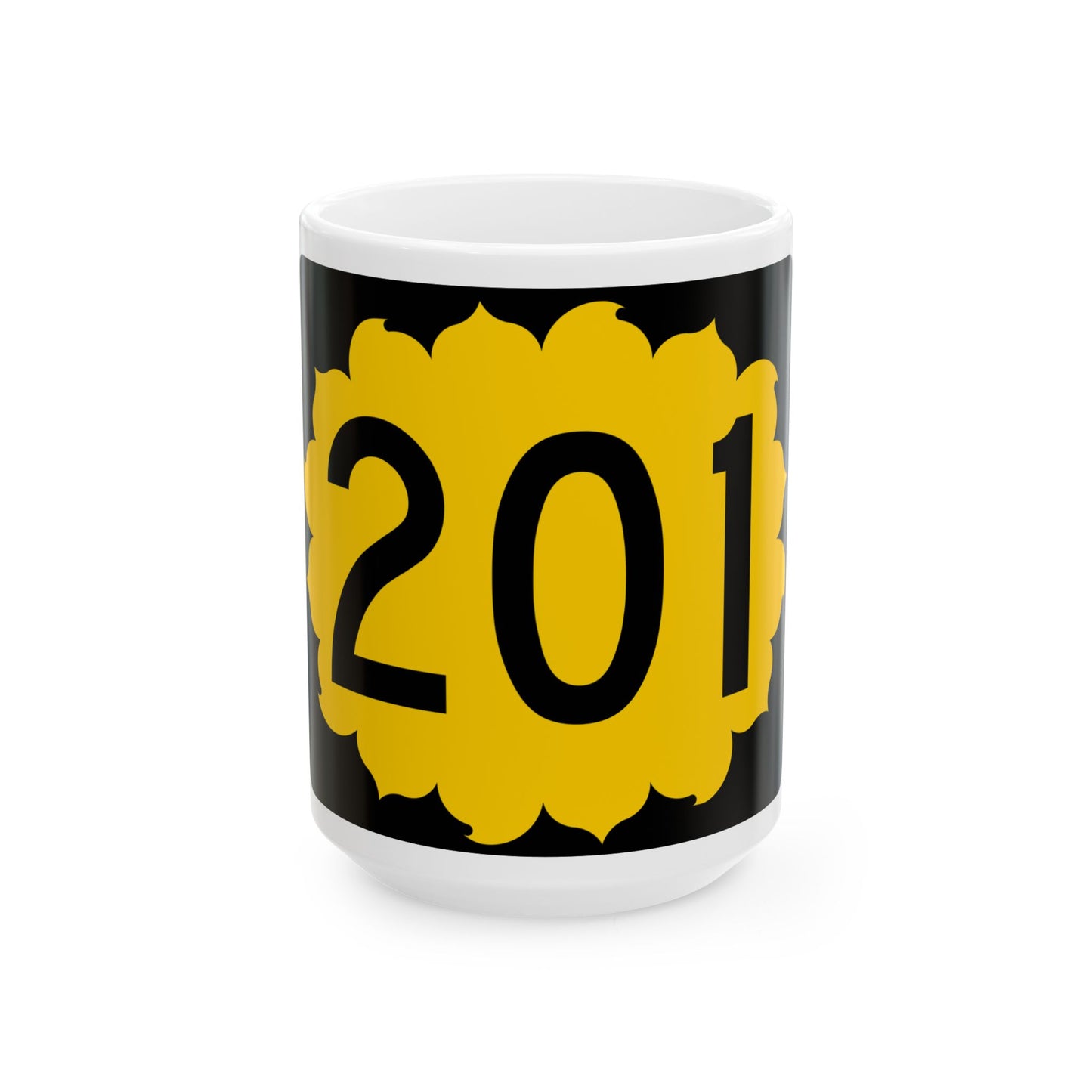 K-201 (Kansas) (Road Sign) White Coffee Mug