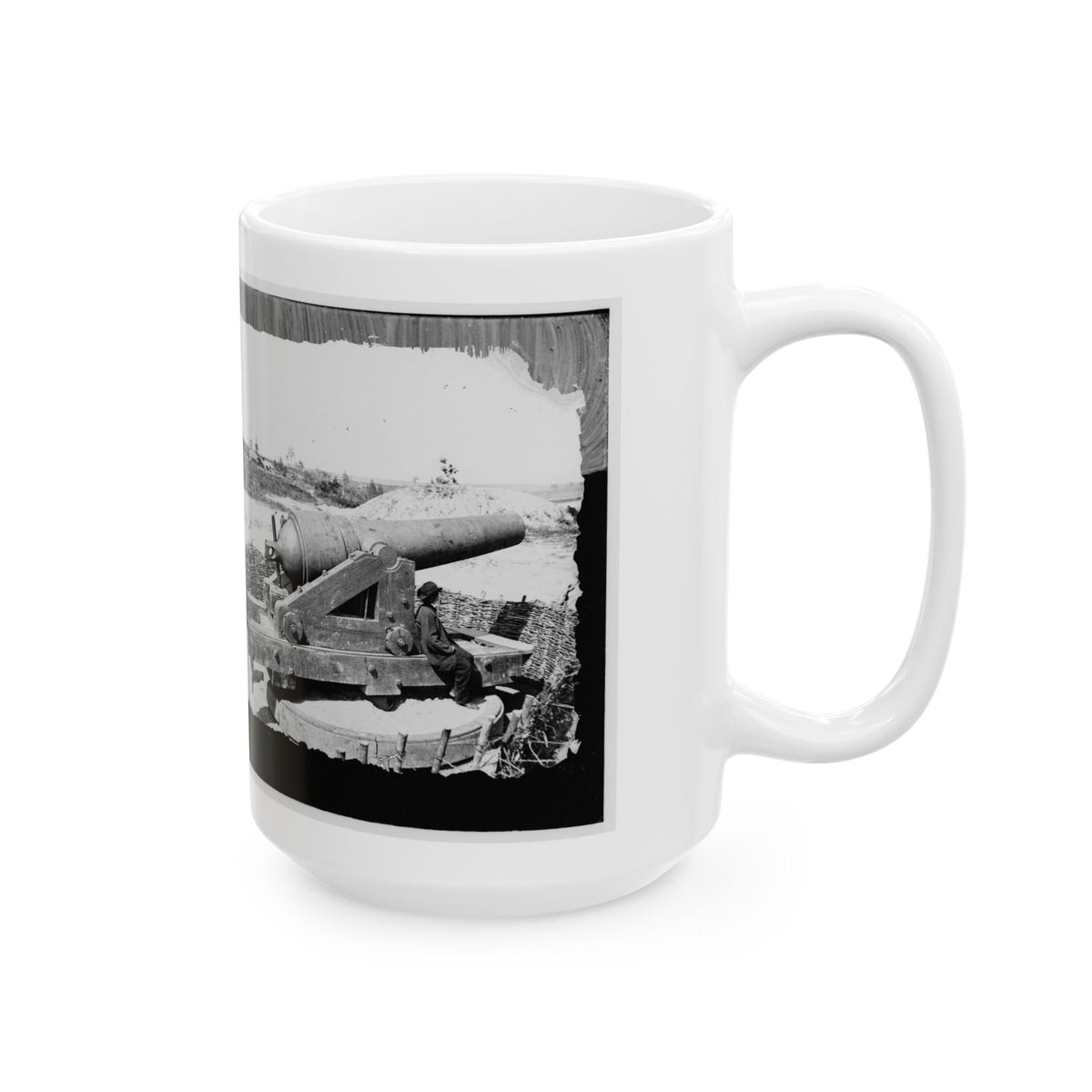 James River, Va. Another Confederate Gun Emplacement At Howlett House, Trent's Reach 001 (U.S. Civil War) White Coffee Mug