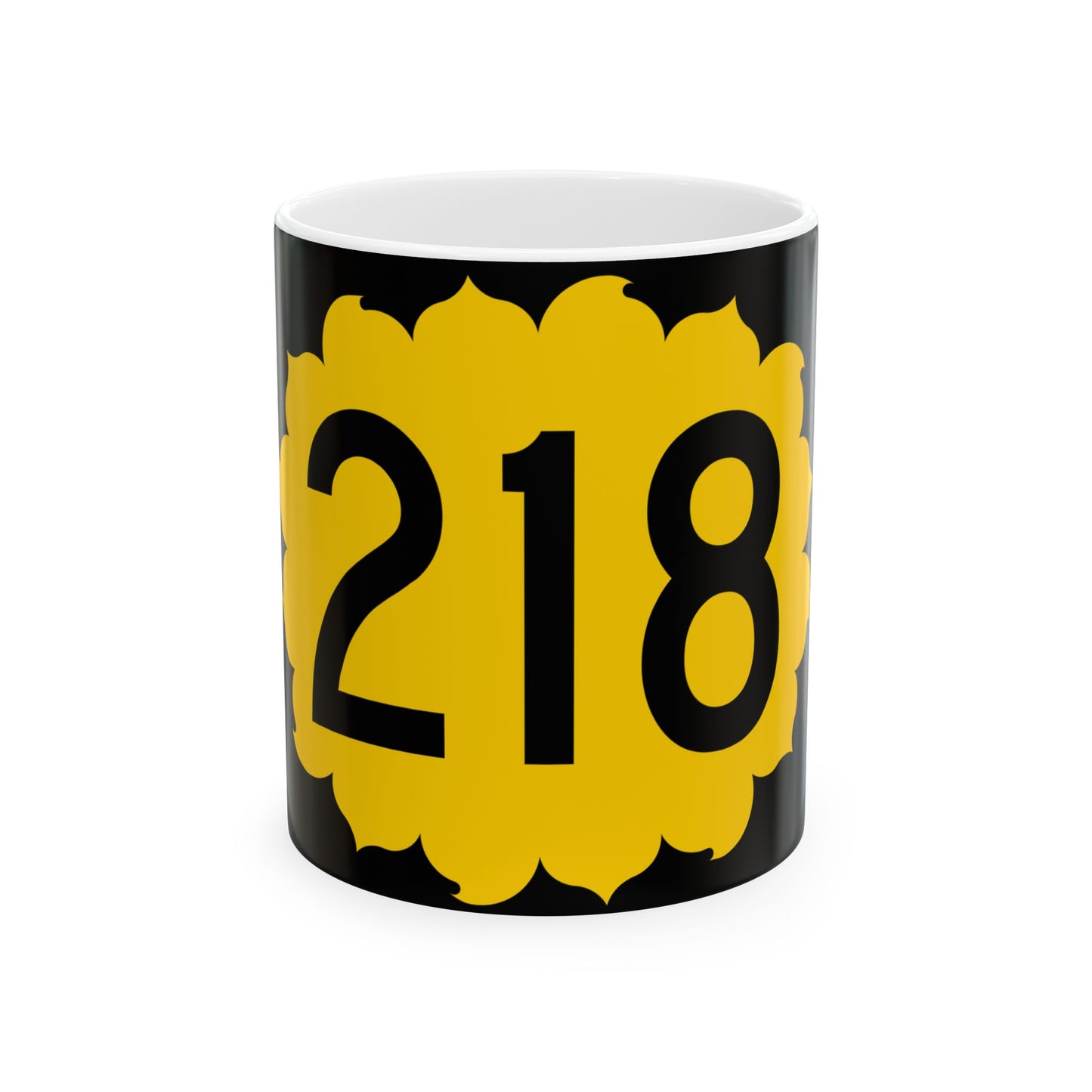 K-218 (Kansas) (Road Sign) White Coffee Mug