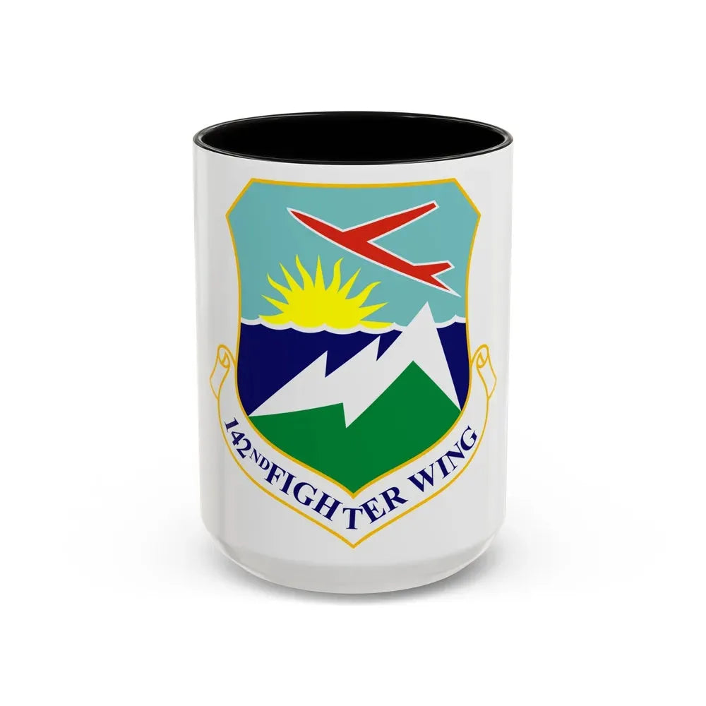 142nd Fighter Wing (U.S. Air Force) Accent Coffee Mug 15oz Black - Go Mug Yourself