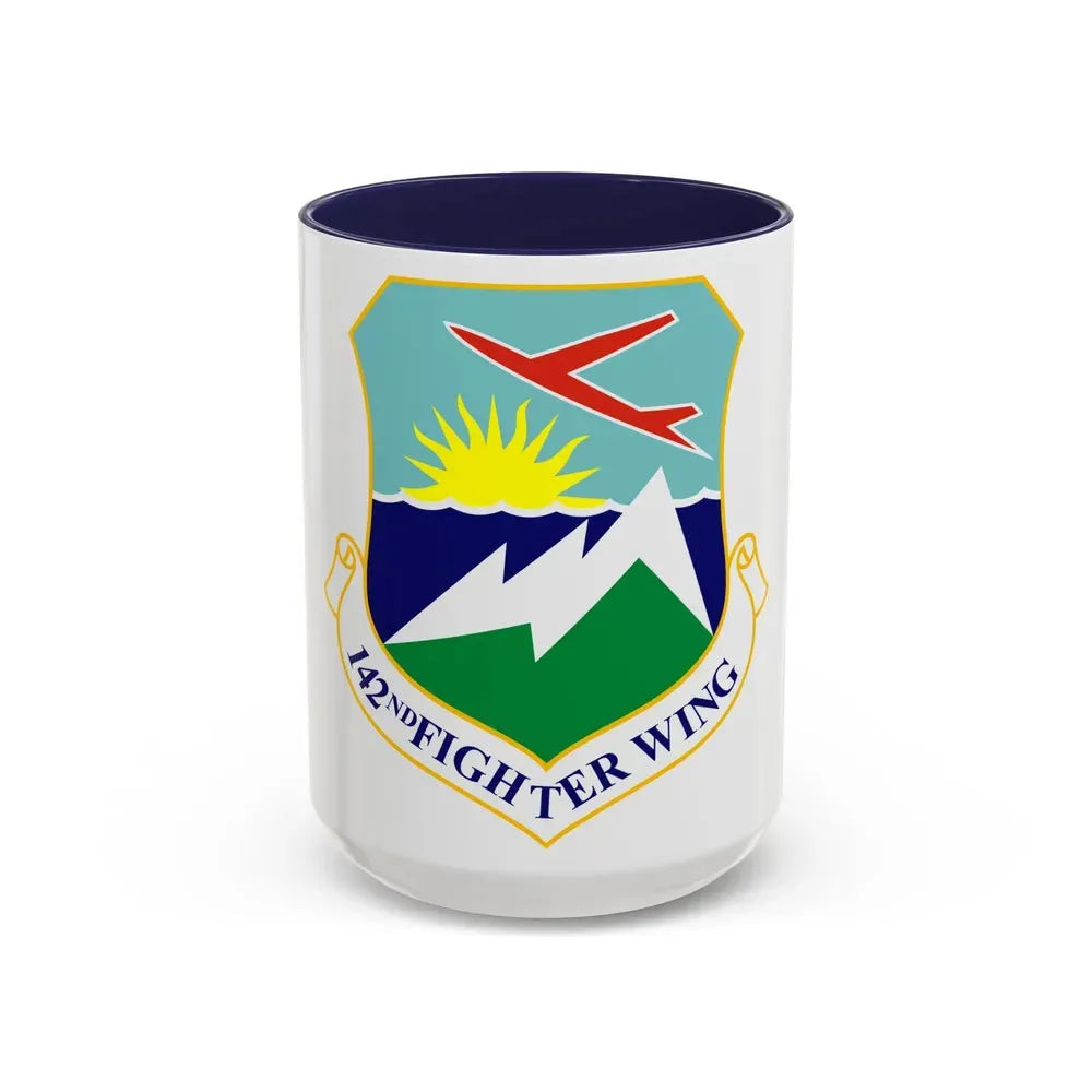 142nd Fighter Wing (U.S. Air Force) Accent Coffee Mug 15oz Navy - Go Mug Yourself