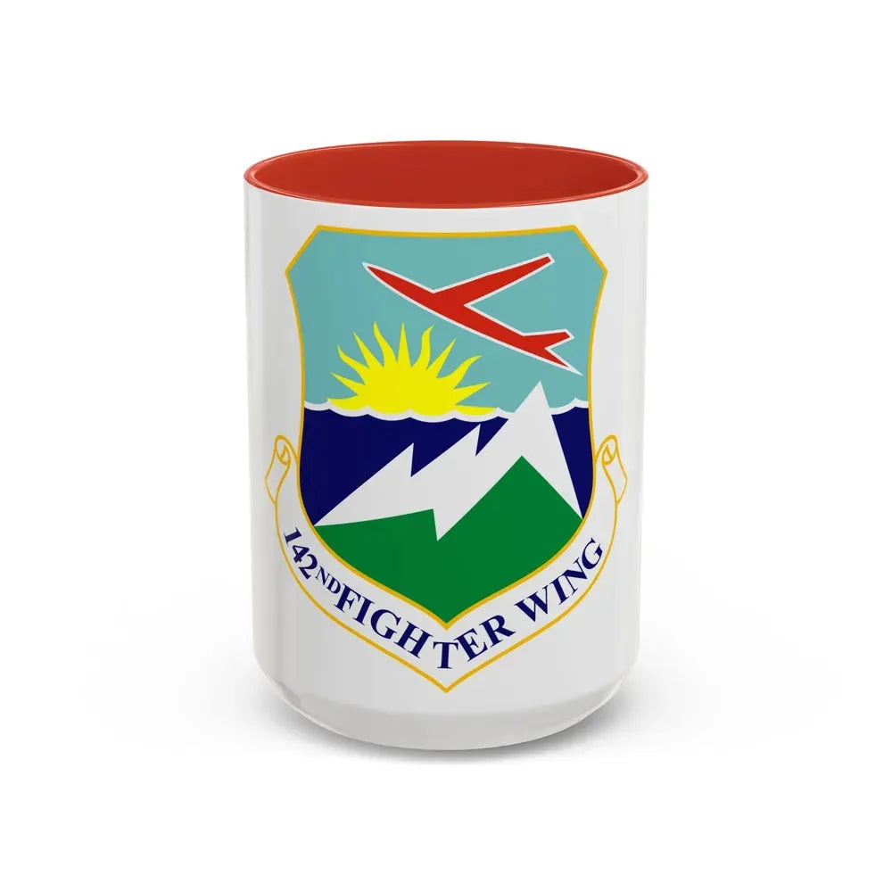 142nd Fighter Wing (U.S. Air Force) Accent Coffee Mug 15oz Red - Go Mug Yourself